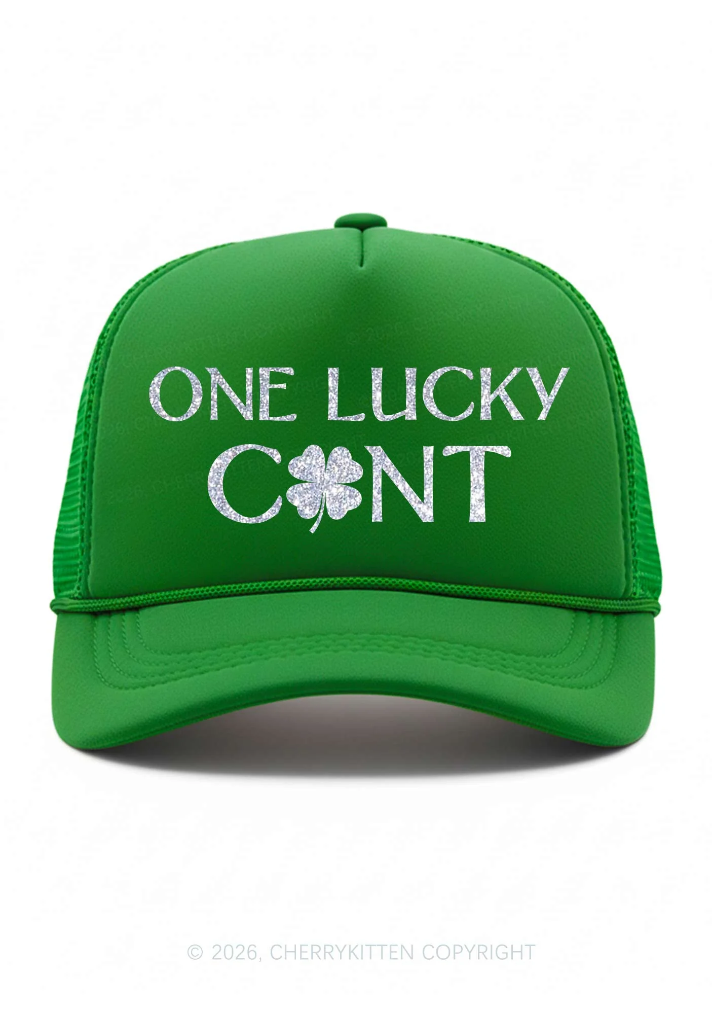 Glitter One Lucky Cxxt St Patricks Y2K Trucker Hat Cherrykitten - Image 2