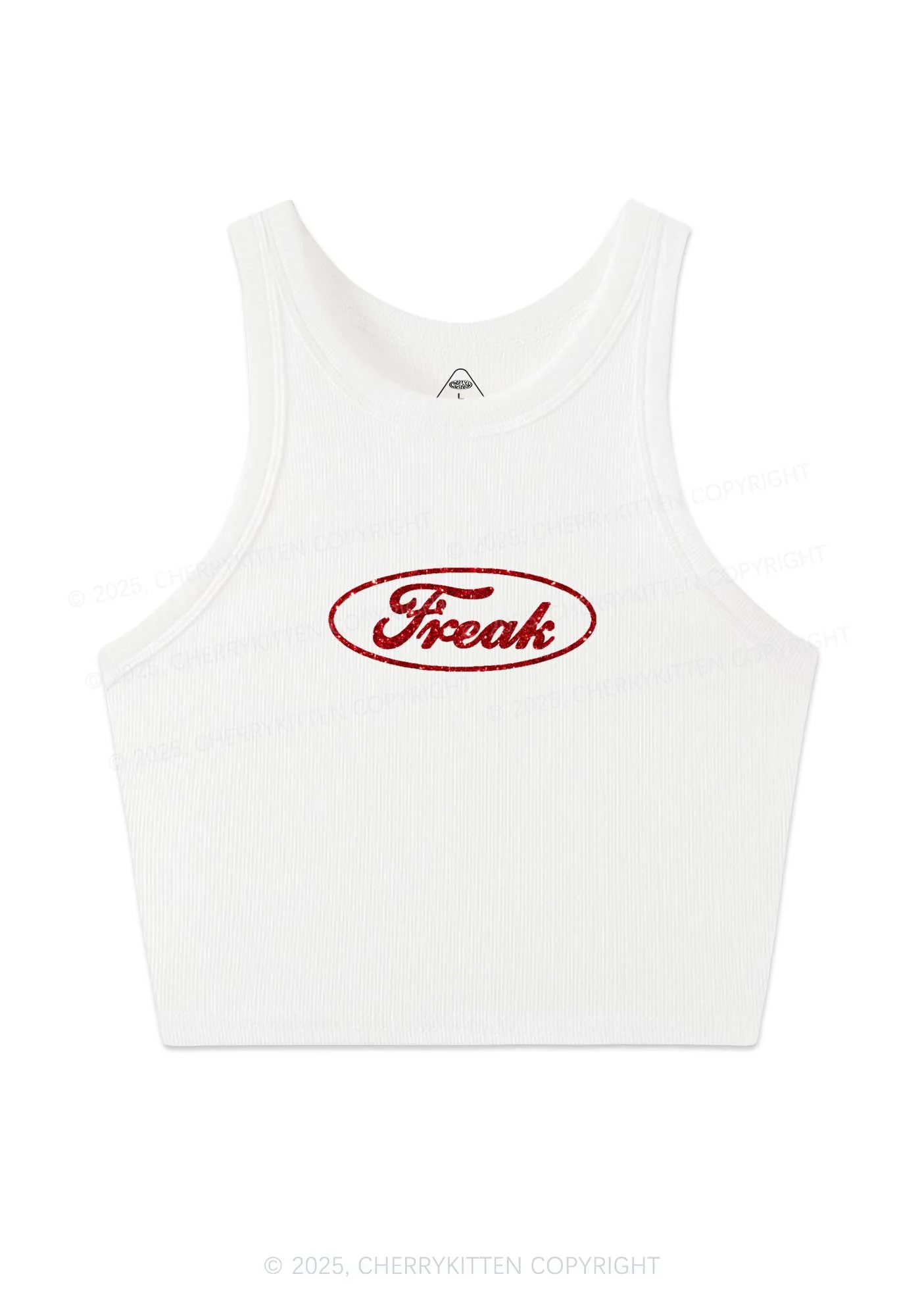 Glitter Oval Freak Y2K Crop Tank Top Cherrykitten - Image 4
