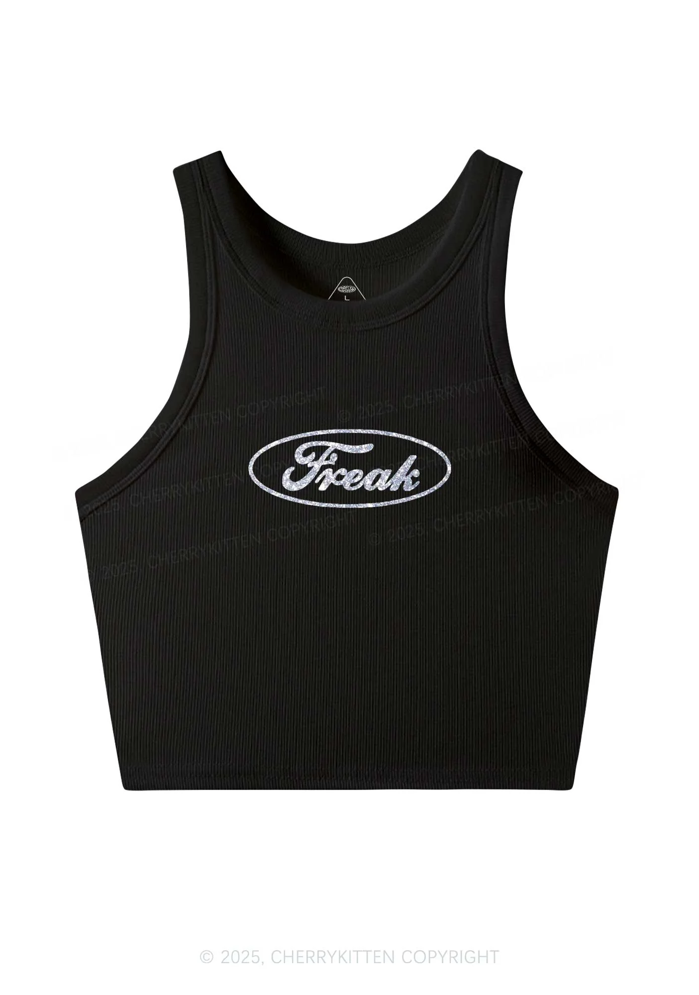 Glitter Oval Freak Y2K Crop Tank Top Cherrykitten - Image 5