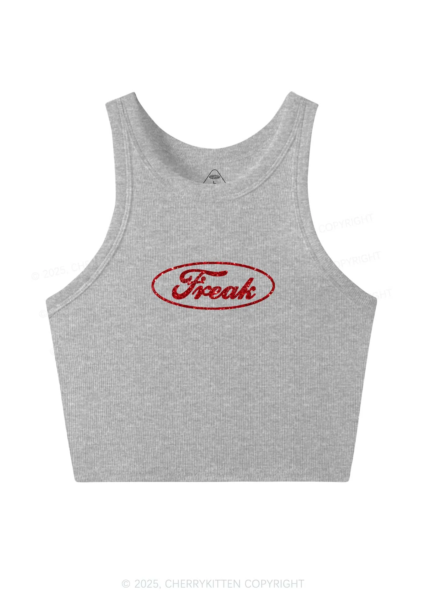 Glitter Oval Freak Y2K Crop Tank Top Cherrykitten - Image 6