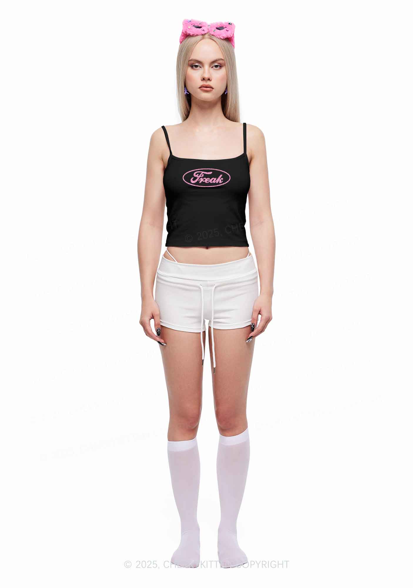 Glitter Oval Freak Y2K Spaghetti Strap Cami Cherrykitten - Image 3