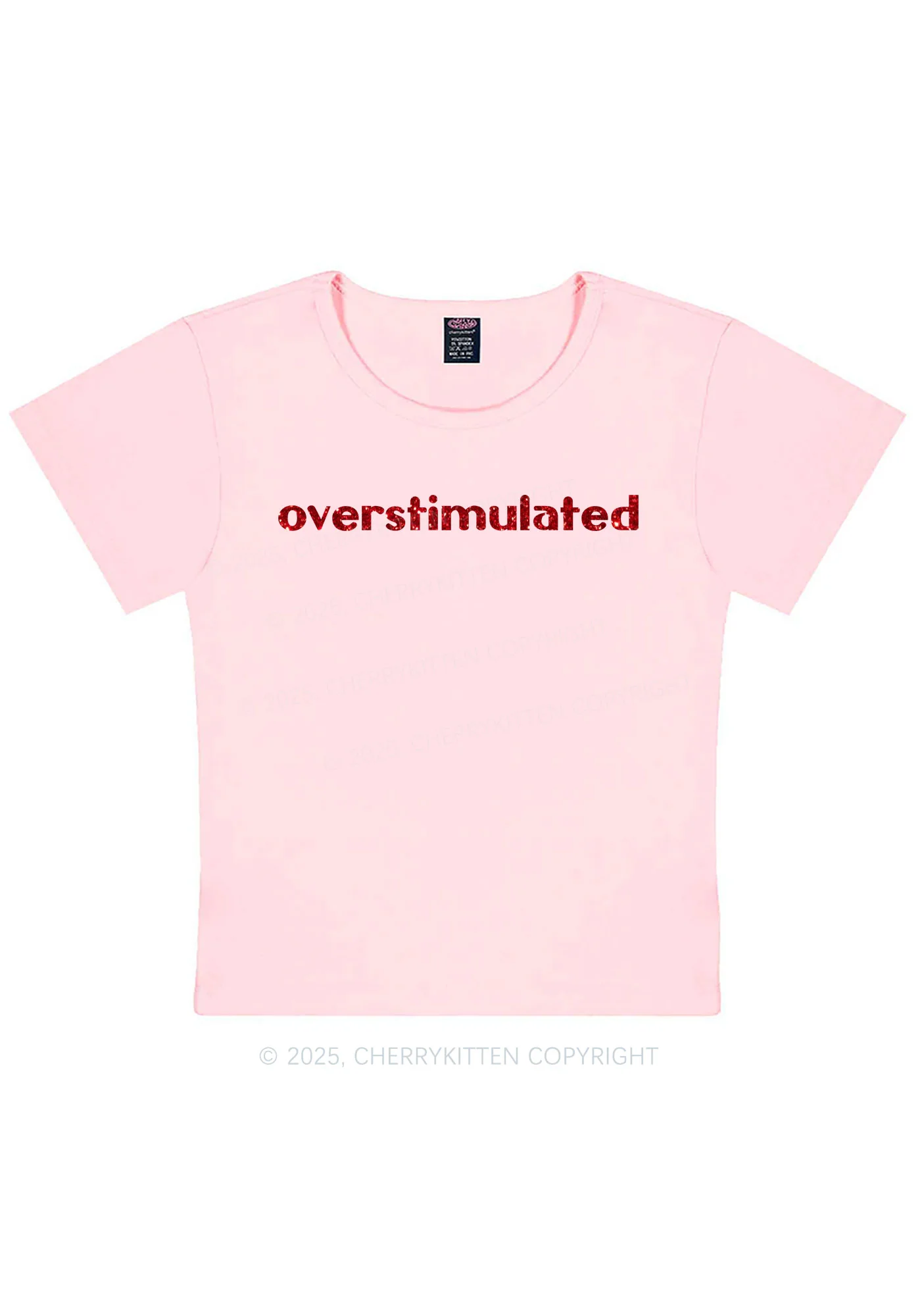 Glitter Overstimulated Y2K Baby Tee Cherrykitten - Image 13