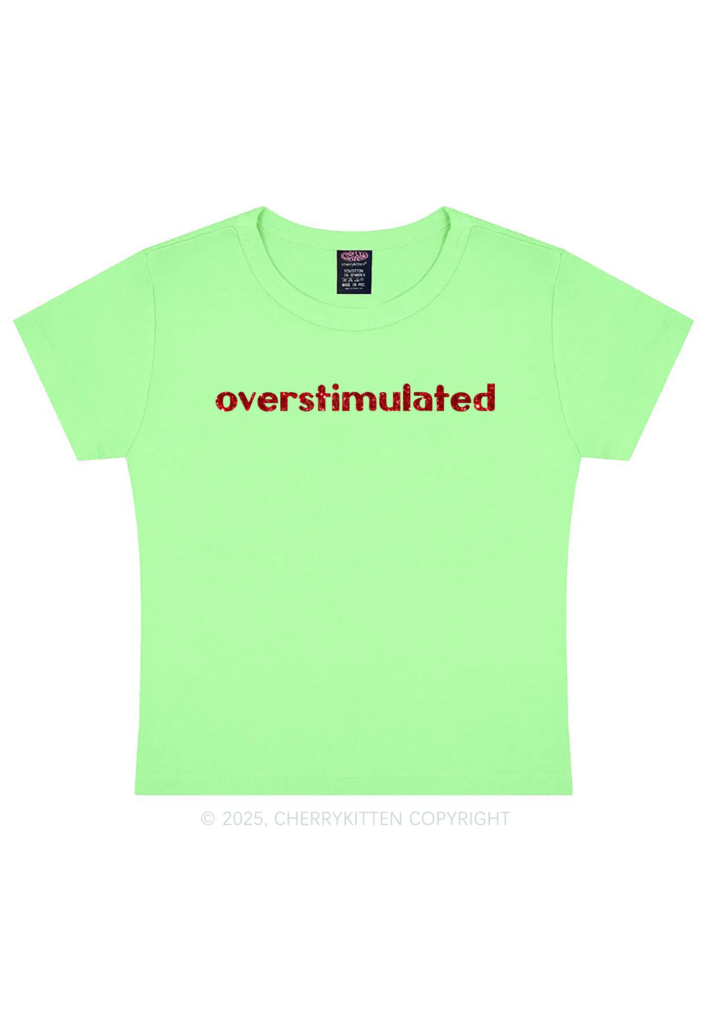 Glitter Overstimulated Y2K Baby Tee Cherrykitten - Image 14