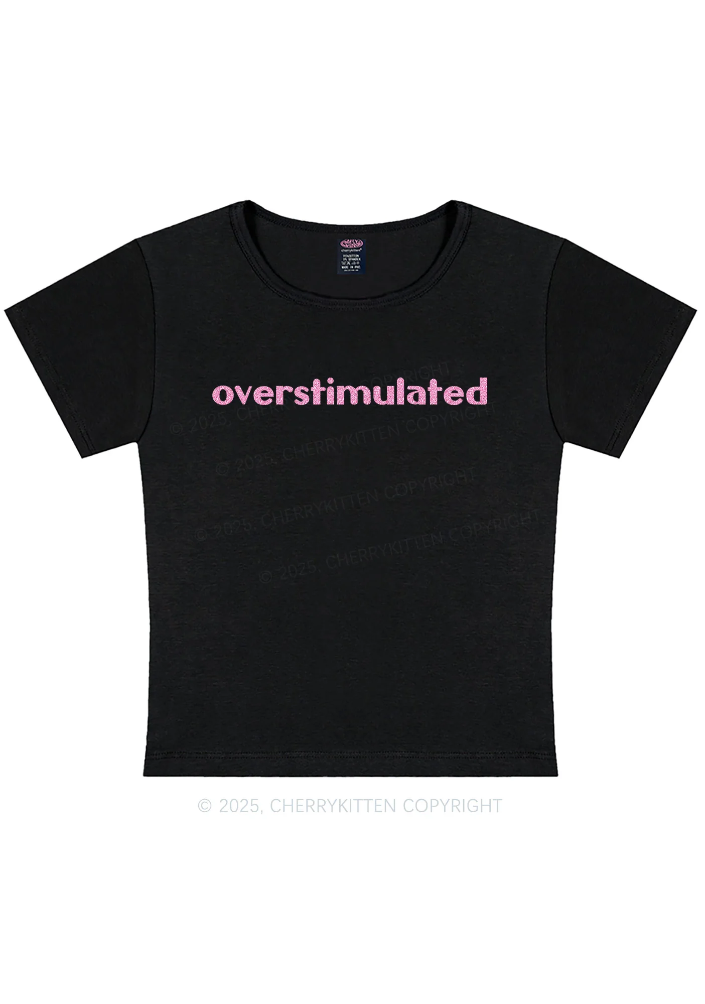 Glitter Overstimulated Y2K Baby Tee Cherrykitten - Image 5