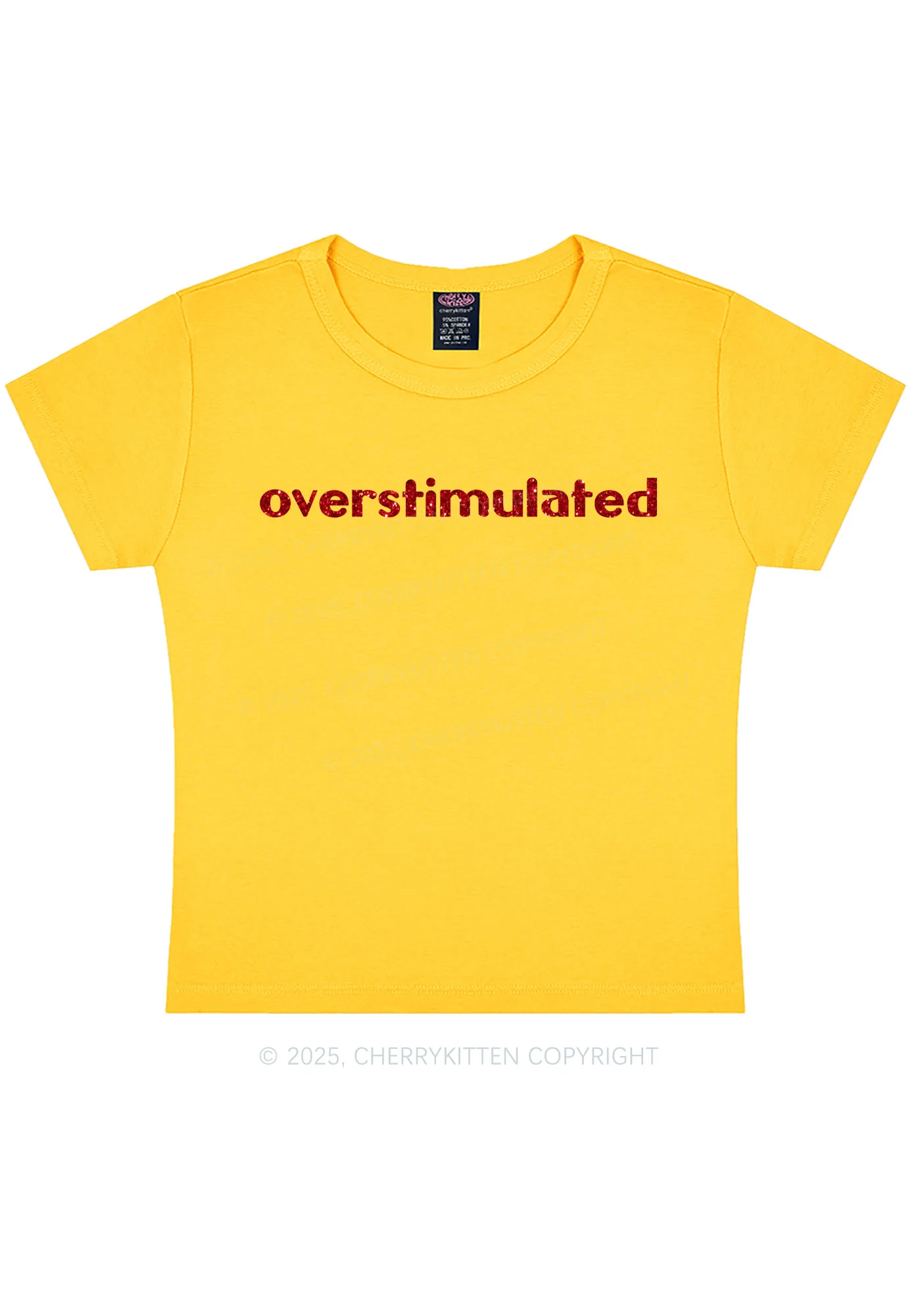 Glitter Overstimulated Y2K Baby Tee Cherrykitten - Image 6