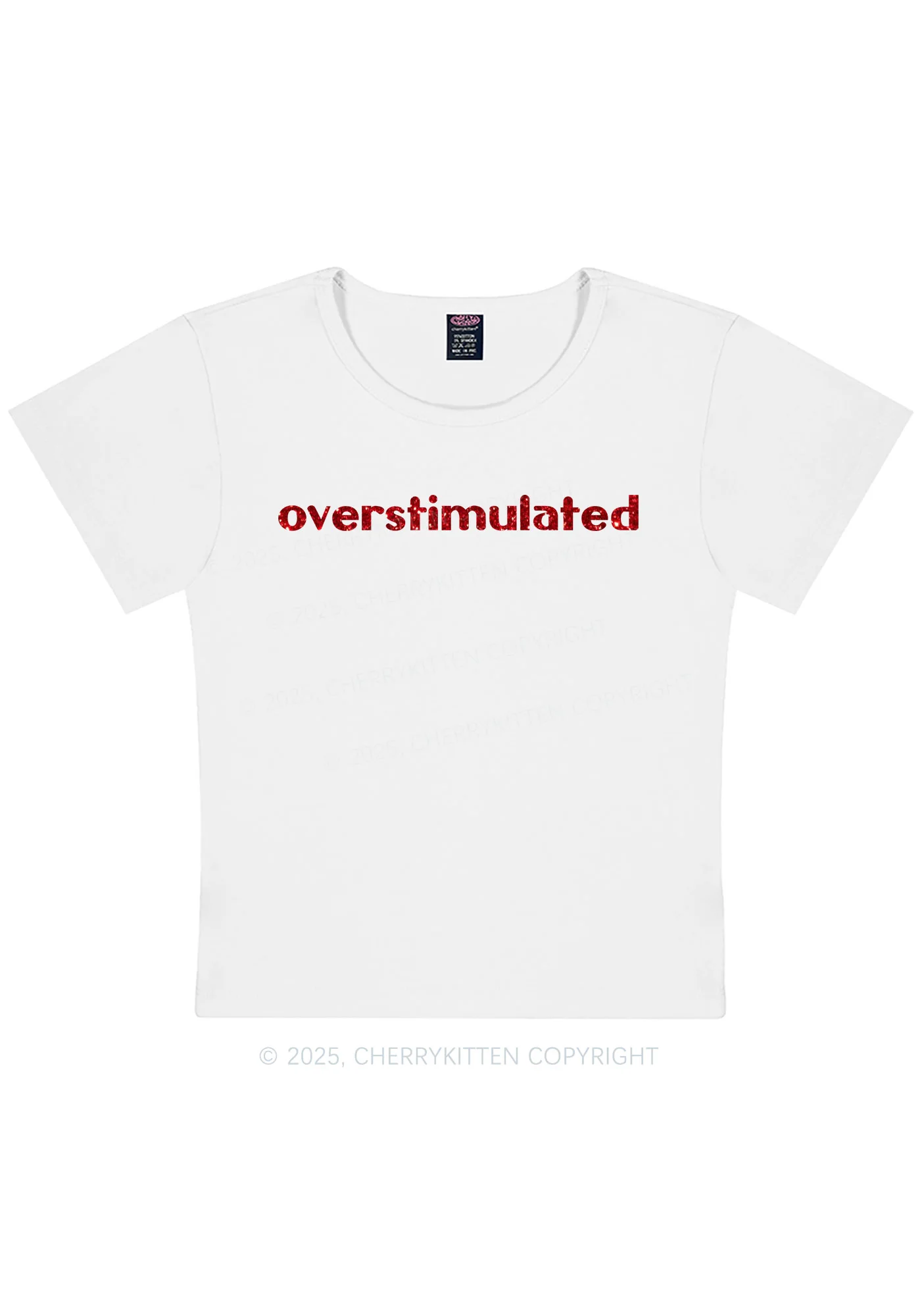 Glitter Overstimulated Y2K Baby Tee Cherrykitten - Image 8