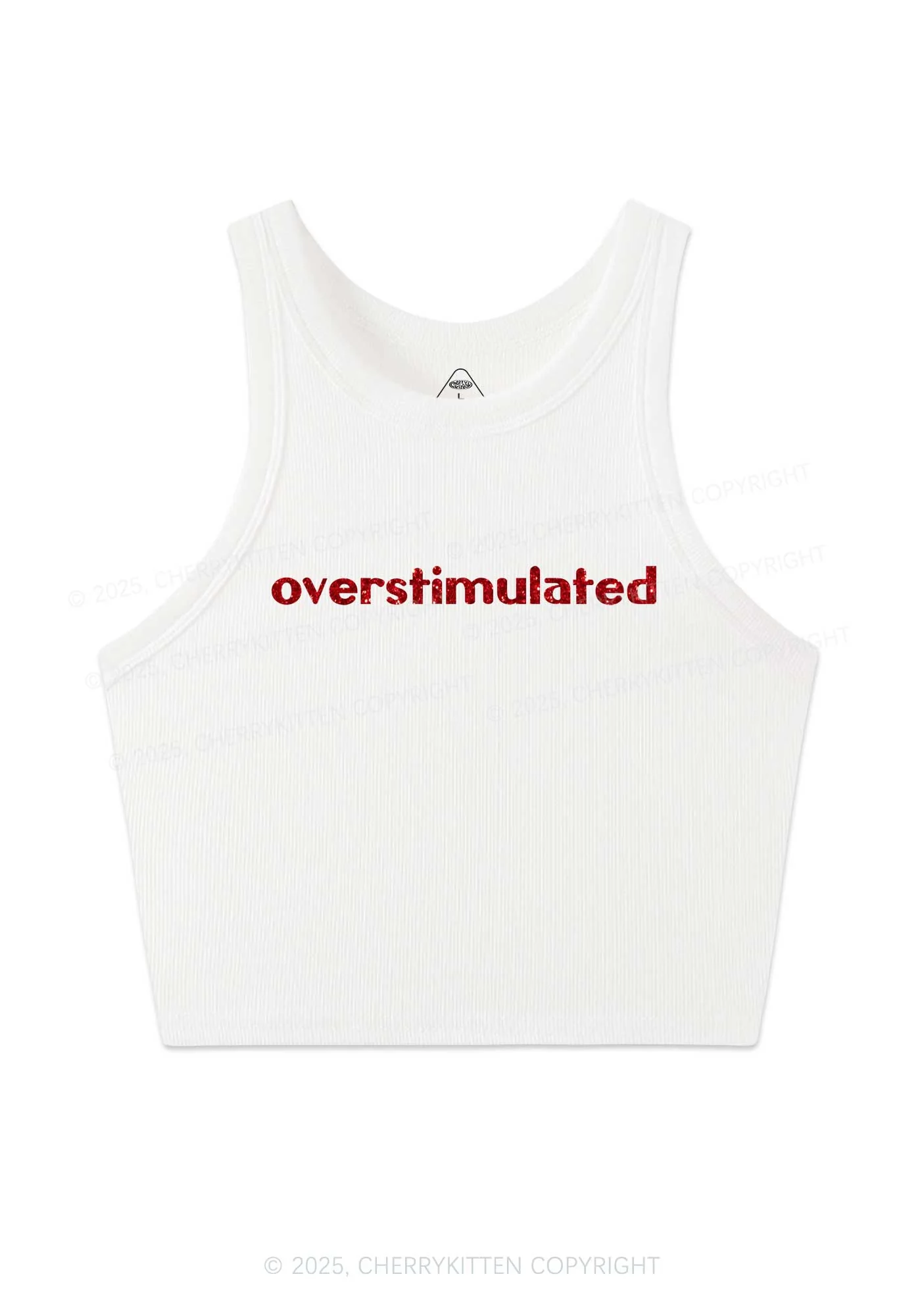 Glitter Overstimulated Y2K Crop Tank Top Cherrykitten - Image 4