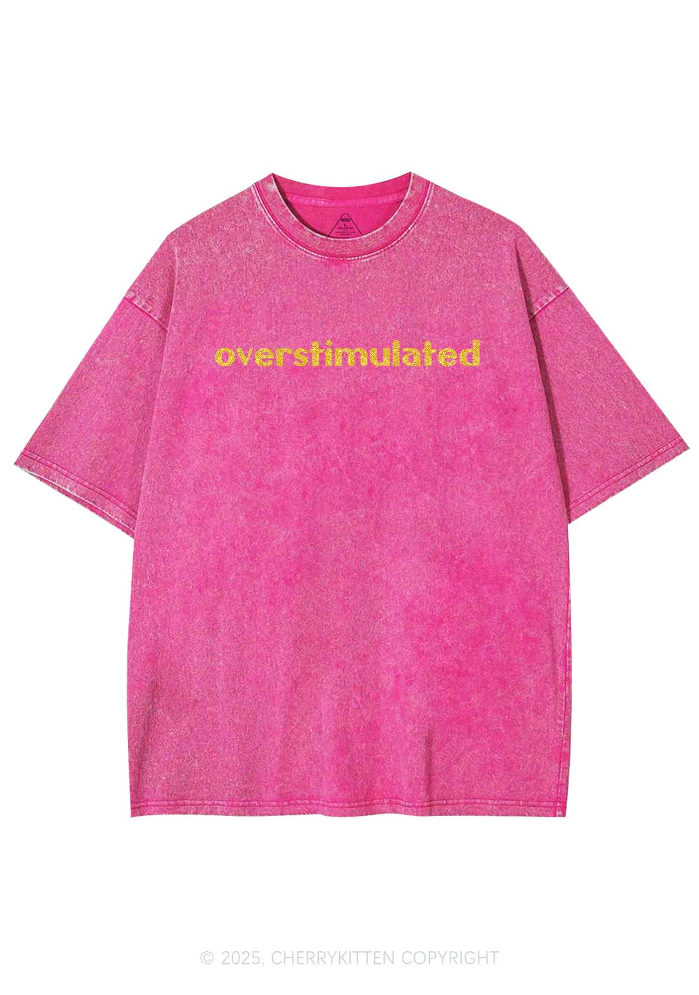 Glitter Overstimulated Y2K Shirts Washed Tee Cherrykitten - Image 4