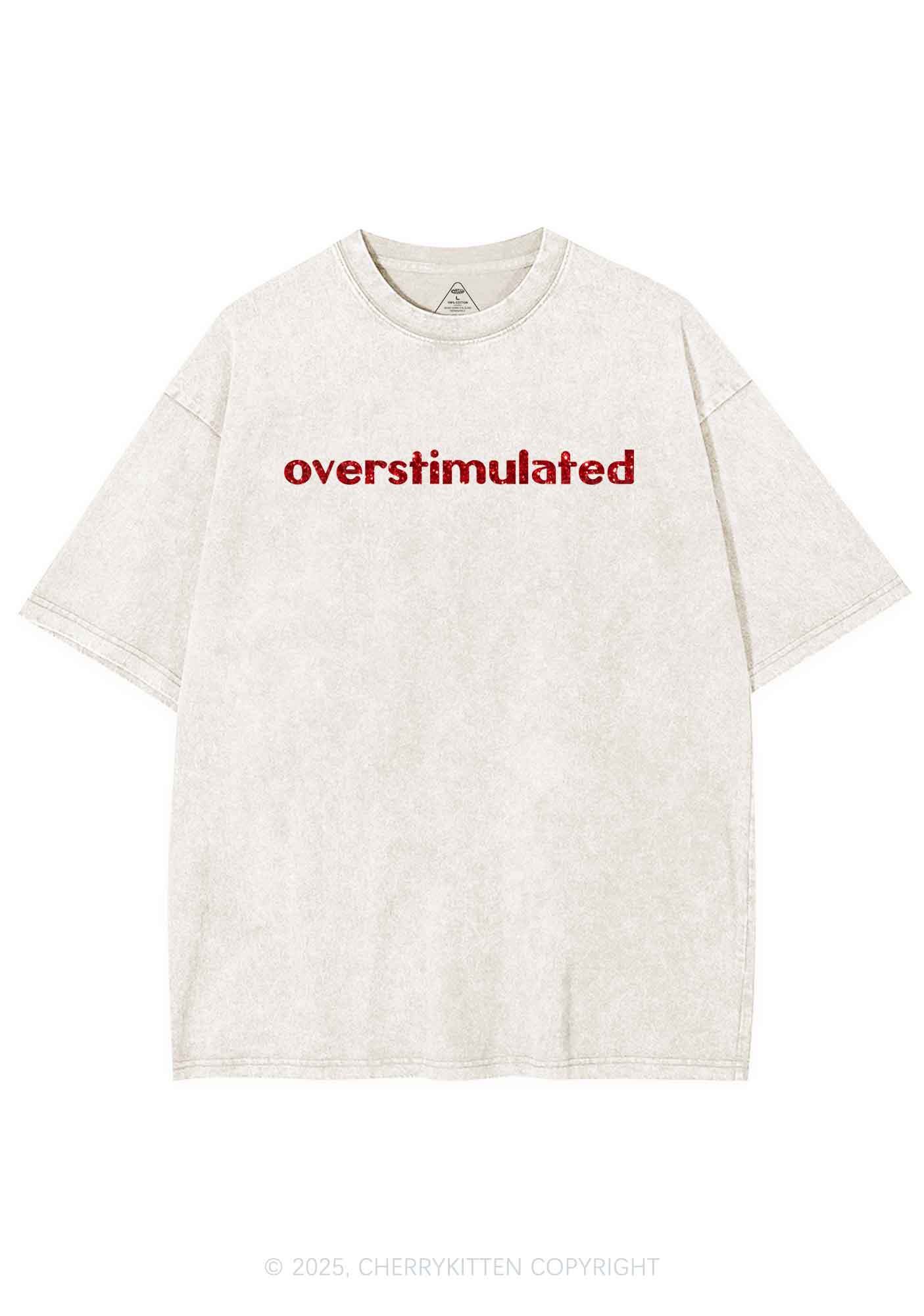 Glitter Overstimulated Y2K Shirts Washed Tee Cherrykitten - Image 5