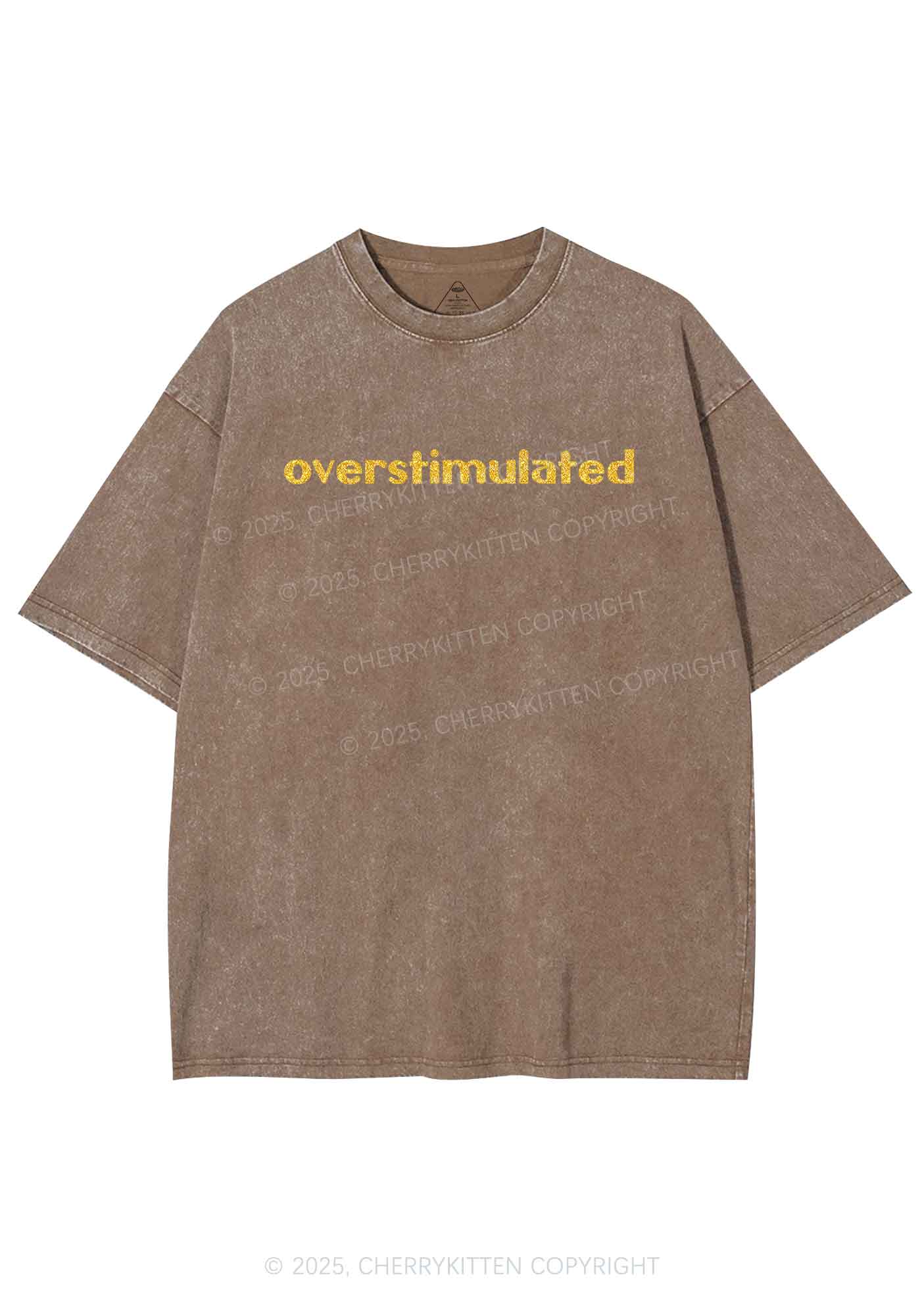 Glitter Overstimulated Y2K Shirts Washed Tee Cherrykitten - Image 7