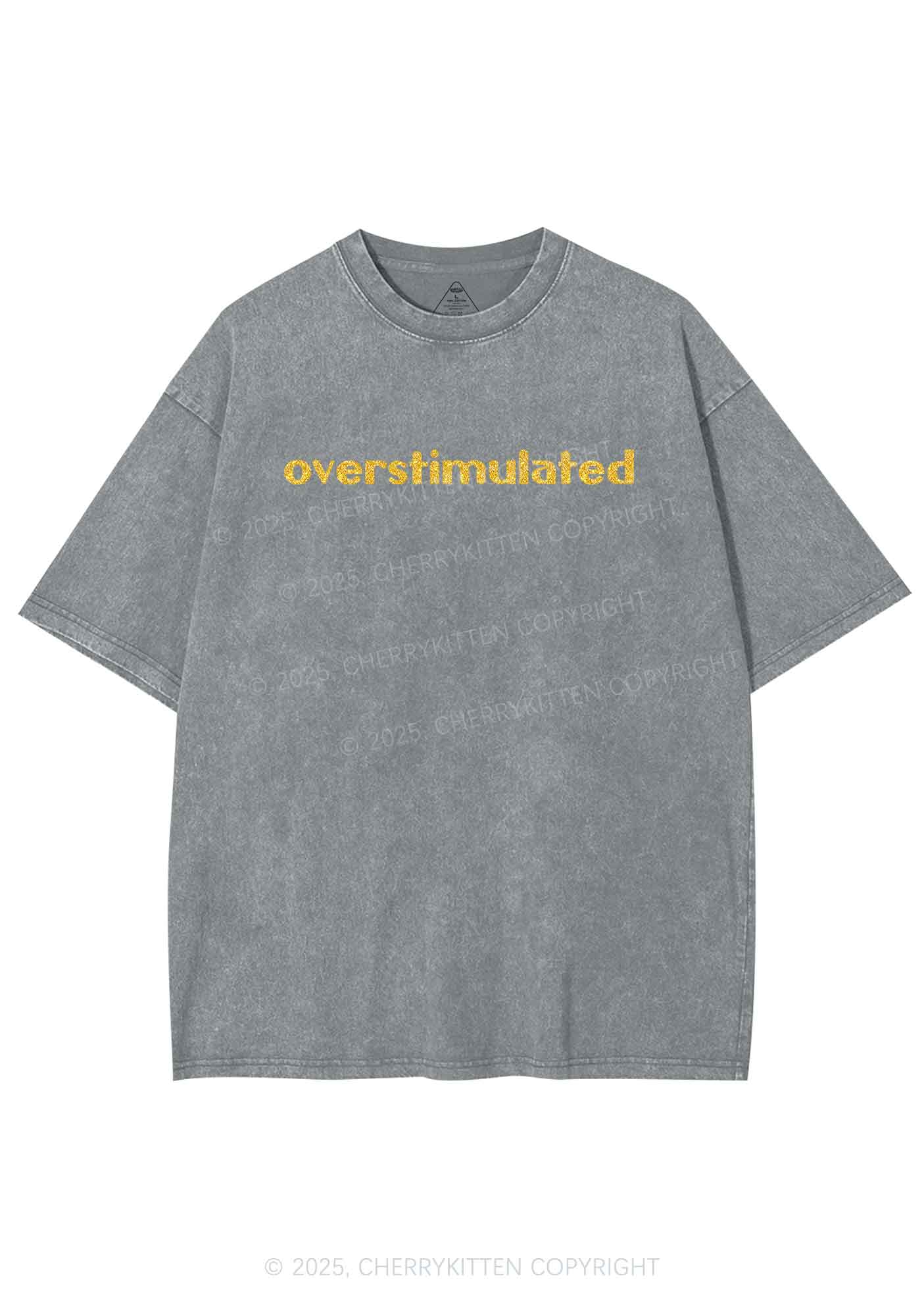 Glitter Overstimulated Y2K Shirts Washed Tee Cherrykitten - Image 8