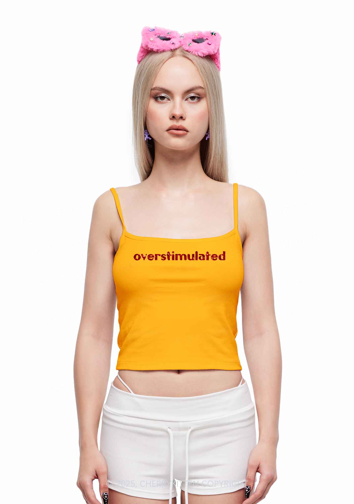 Glitter Overstimulated Y2K Spaghetti Strap Cami Cherrykitten - Image 3