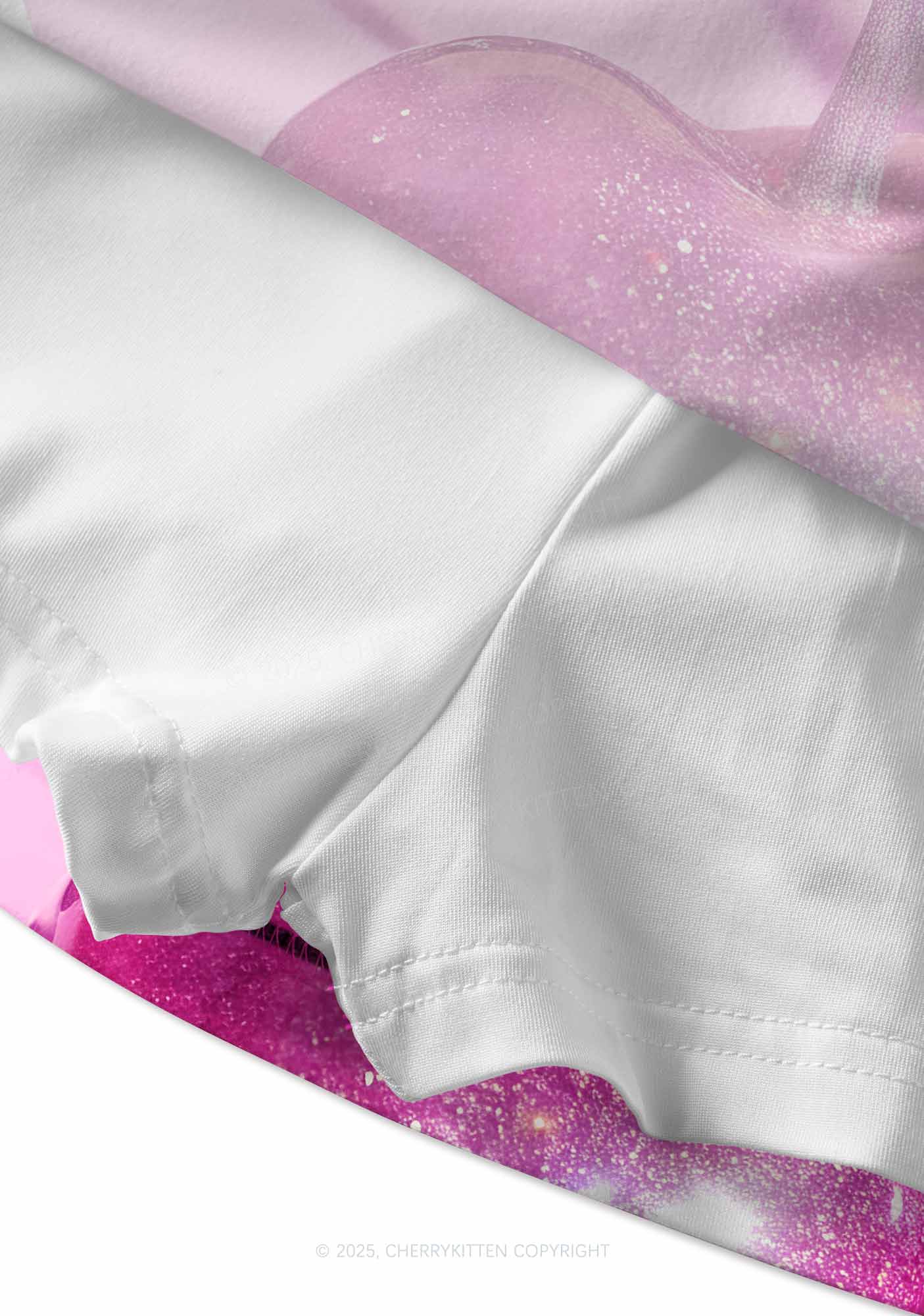Glitter Pink Cherry Y2K Print Mini Skirt Cherrykitten - Image 3