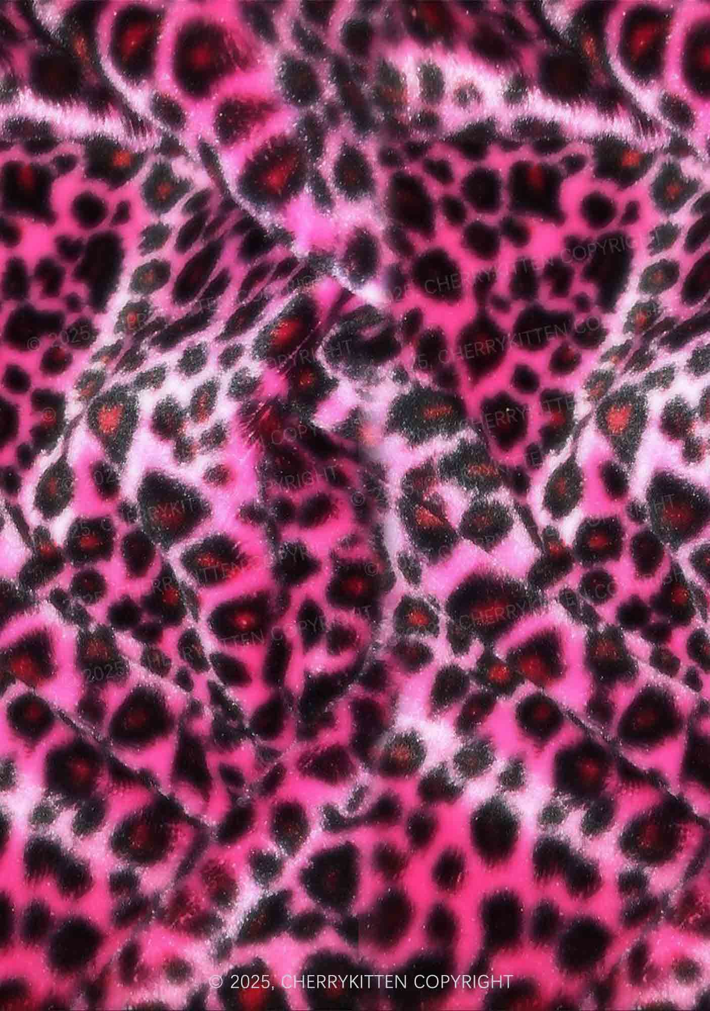 Glitter Pink Leopard Y2K Print Mini Layered Skirt Cherrykitten - Image 2