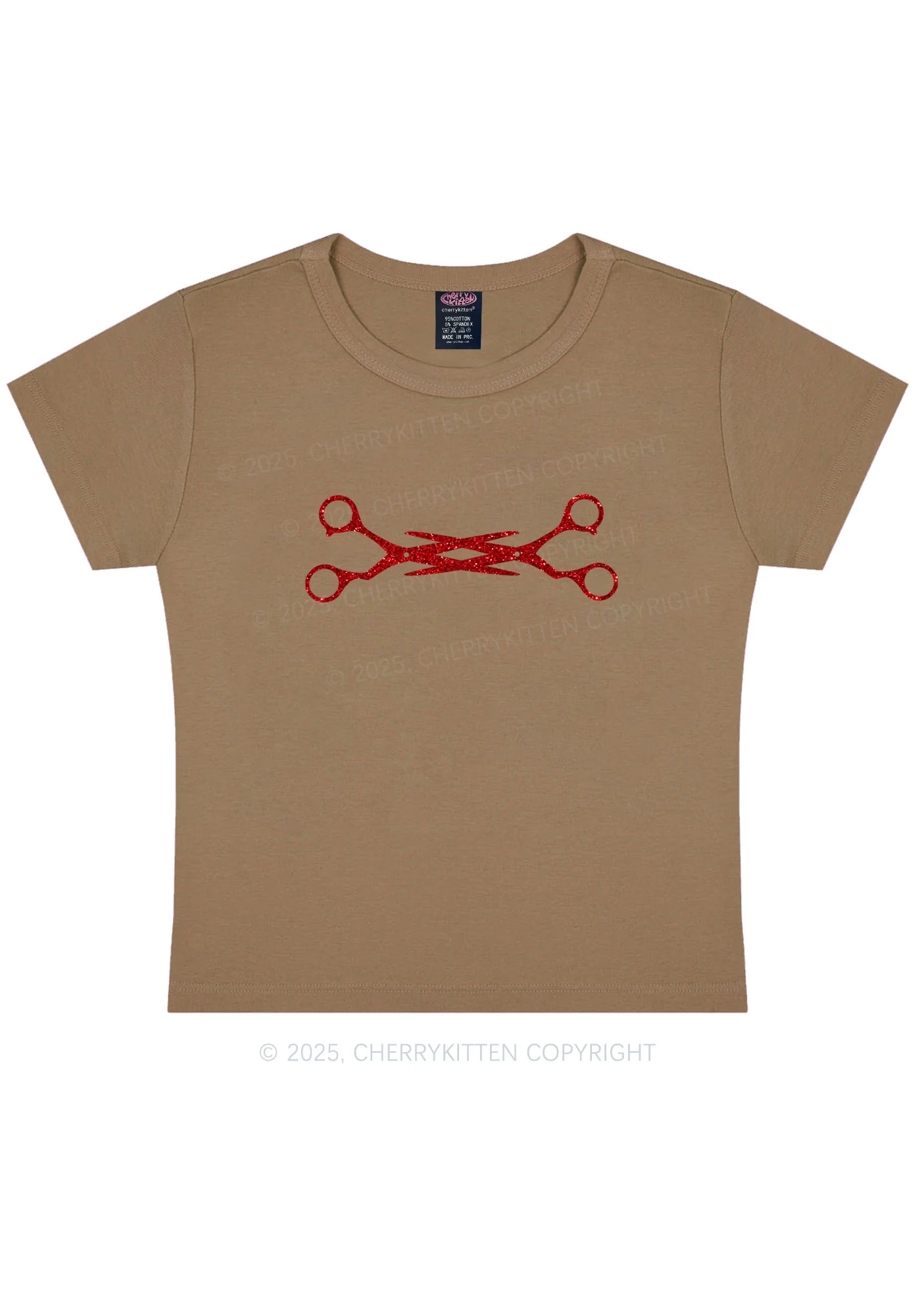 Glitter Pink Scissor Pride Y2K Baby Tee Cherrykitten - Image 10