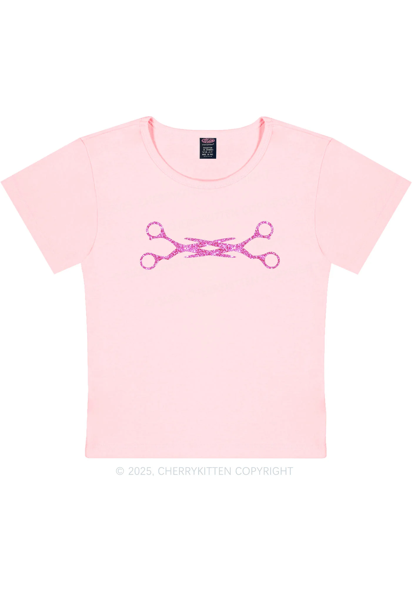 Glitter Pink Scissor Pride Y2K Baby Tee Cherrykitten - Image 11