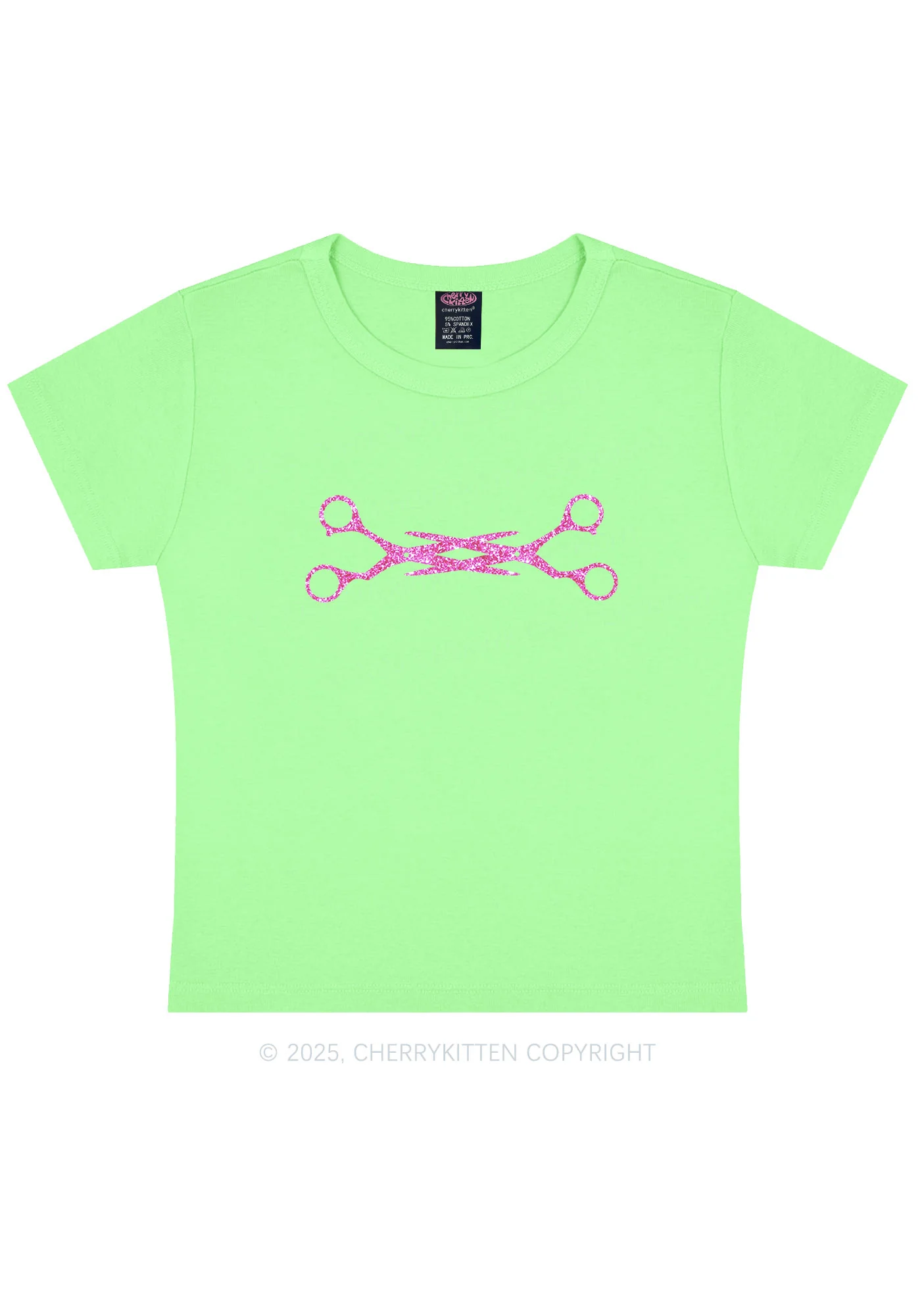 Glitter Pink Scissor Pride Y2K Baby Tee Cherrykitten - Image 12