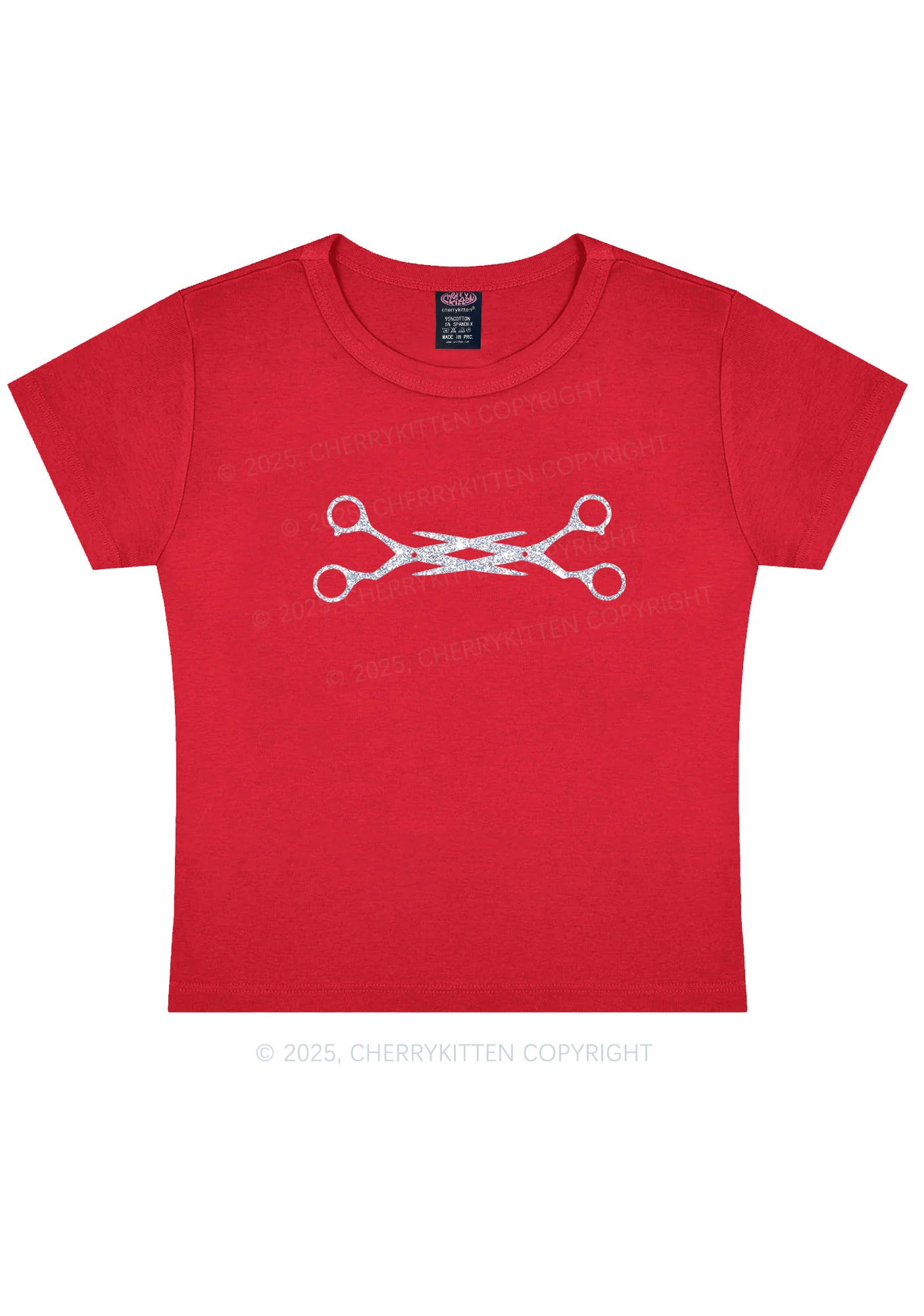 Glitter Pink Scissor Pride Y2K Baby Tee Cherrykitten - Image 7