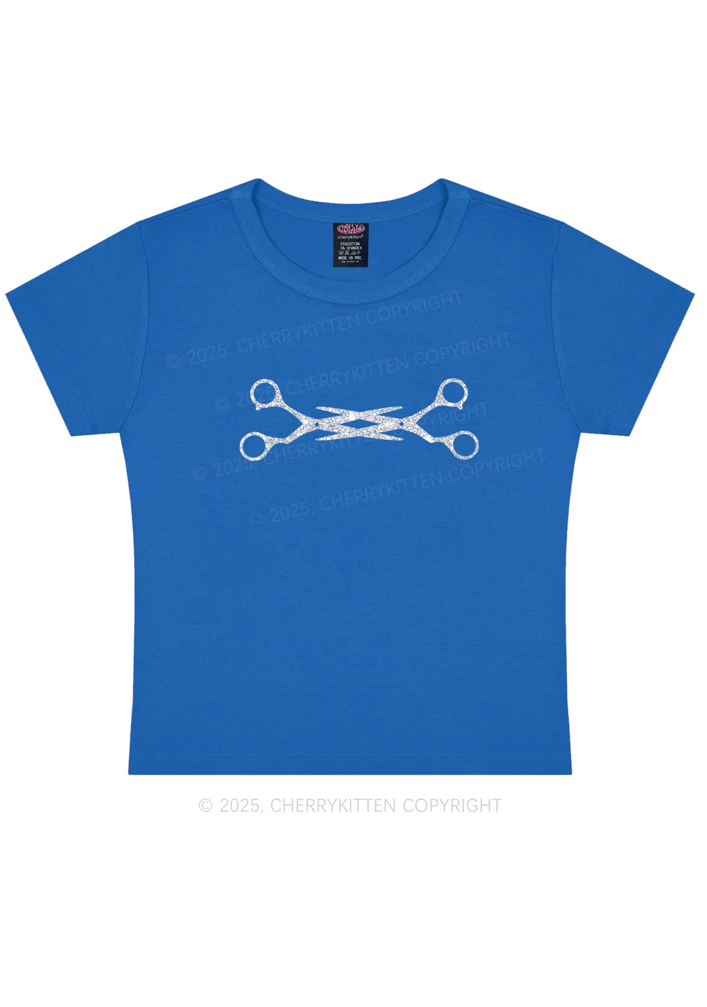 Glitter Pink Scissor Pride Y2K Baby Tee Cherrykitten - Image 9