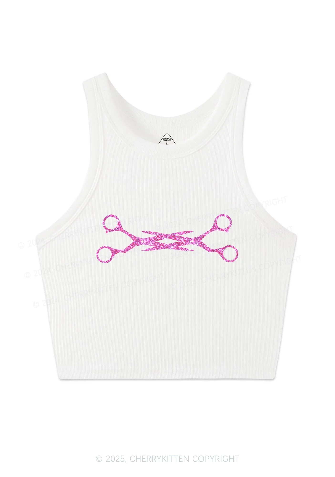 Glitter Pink Scissor Pride Y2K Crop Tank Top Cherrykitten - Image 4