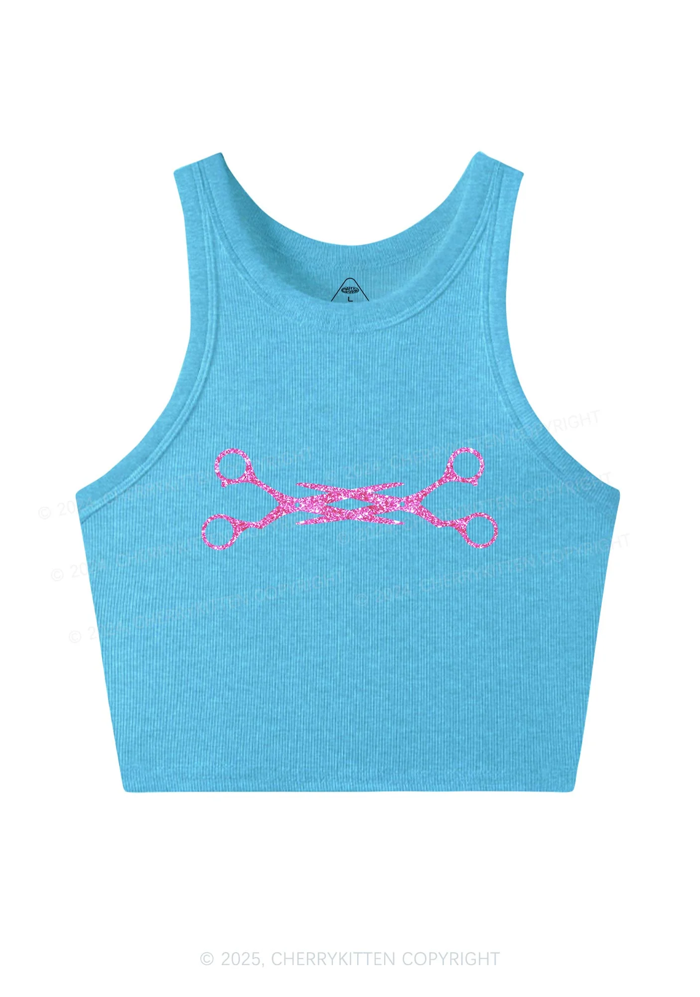 Glitter Pink Scissor Pride Y2K Crop Tank Top Cherrykitten - Image 6