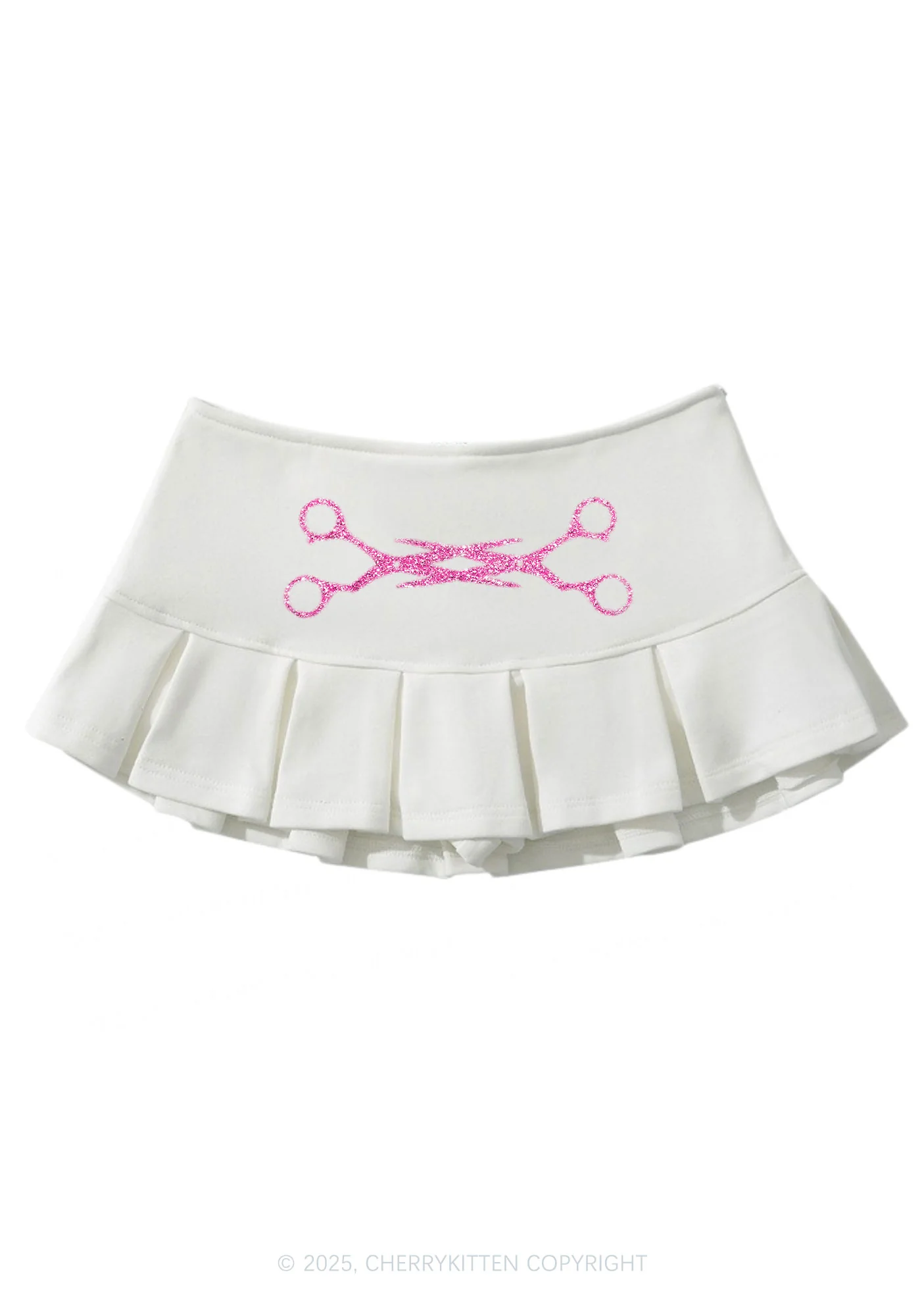 Glitter Pink Scissor Pride Y2K Mini Pleated Skirts Cherrykitten - Image 3