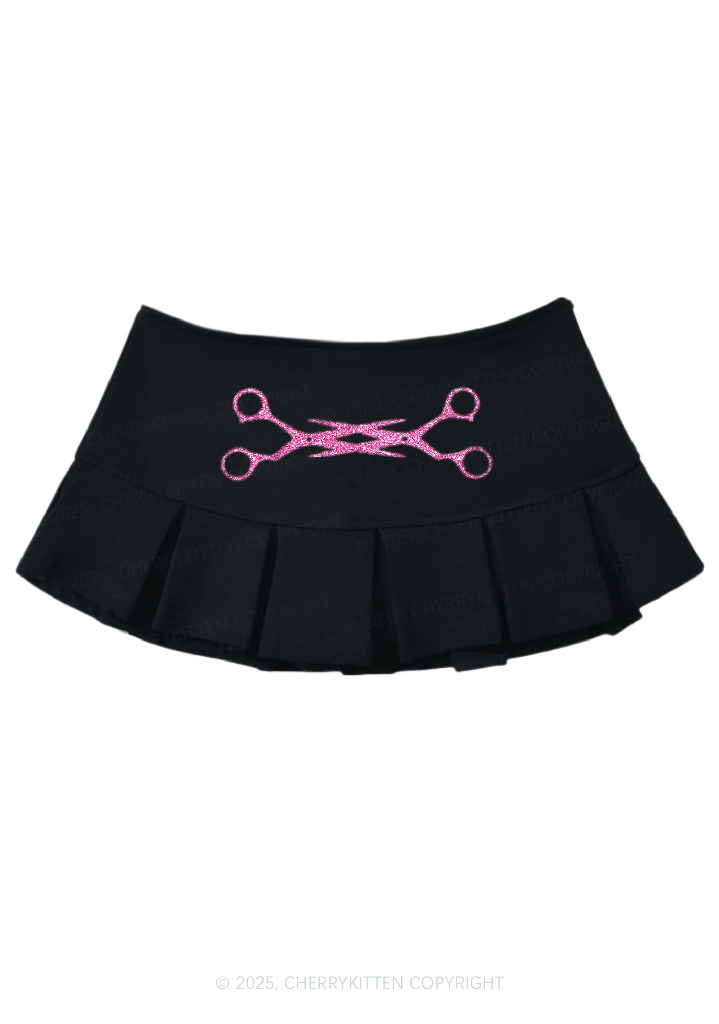 Glitter Pink Scissor Pride Y2K Mini Pleated Skirts Cherrykitten - Image 4