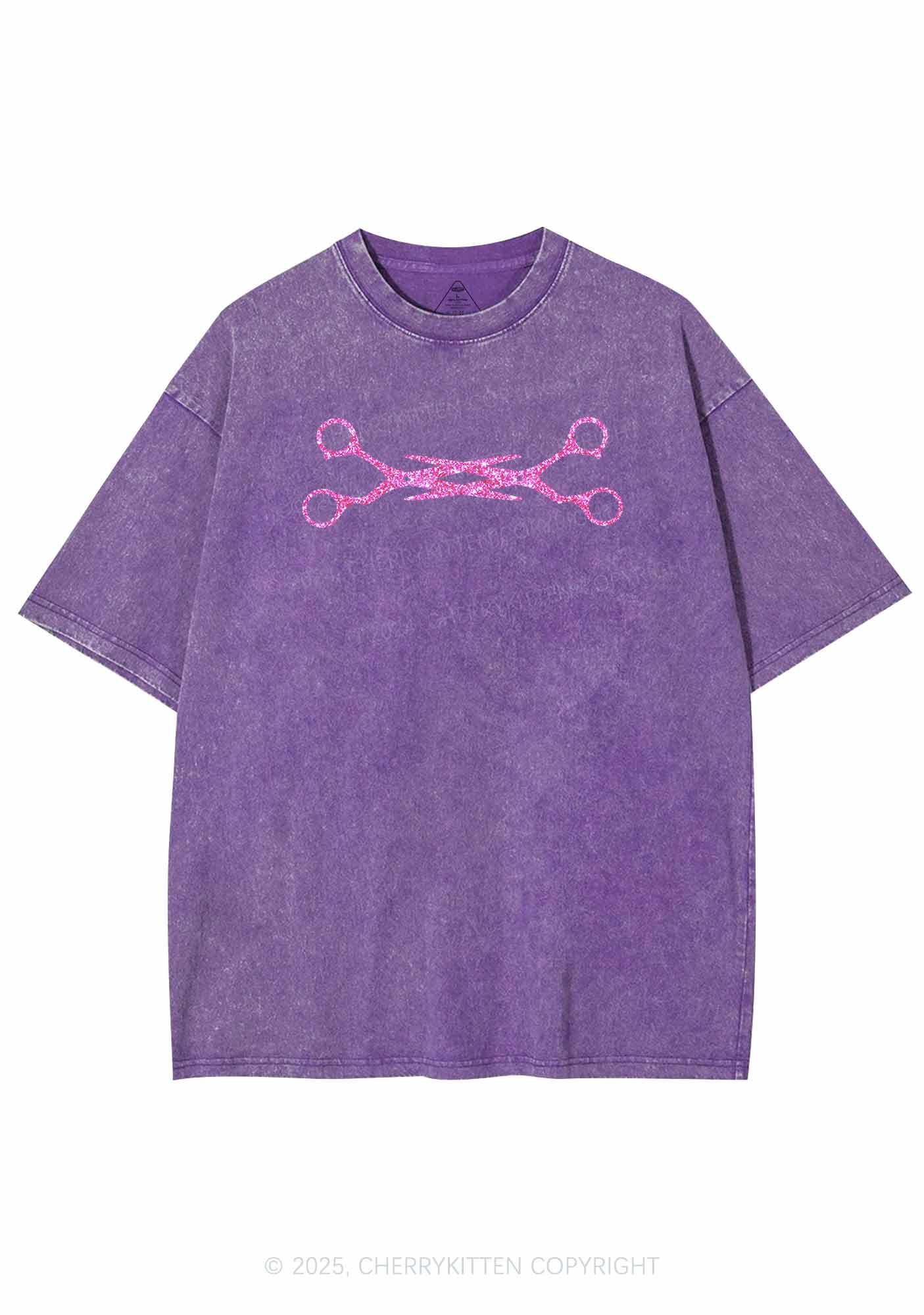 Glitter Pink Scissor Pride Y2K Shirts Washed Tee Cherrykitten - Image 5