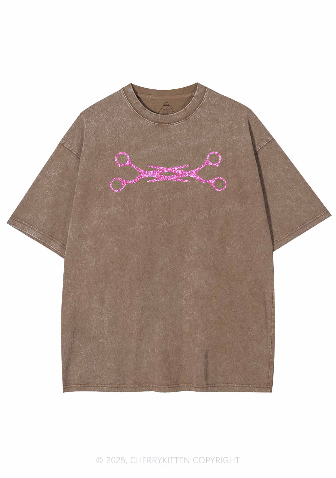 Glitter Pink Scissor Pride Y2K Shirts Washed Tee Cherrykitten - Image 7