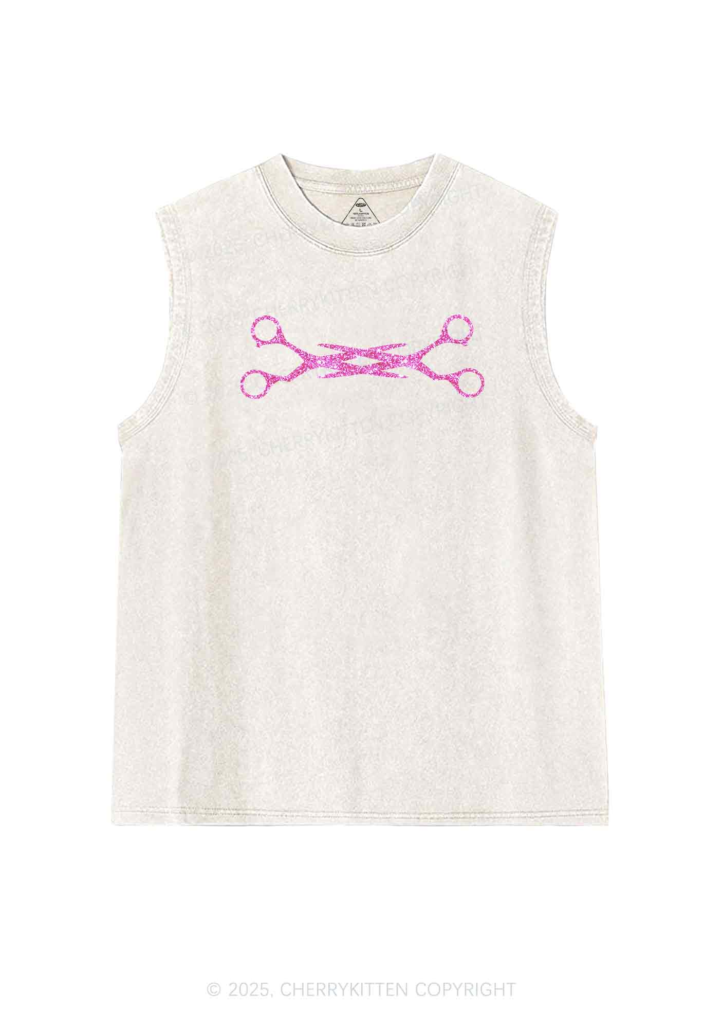 Glitter Pink Scissor Pride Y2K Washed Muscle Tank Cherrykitten - Image 5