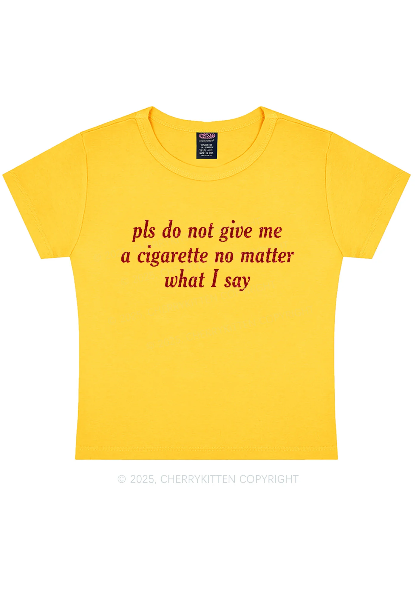 Glitter Pls Dont Give Me Cigarette Y2K Baby Tee Cherrykitten - Image 8
