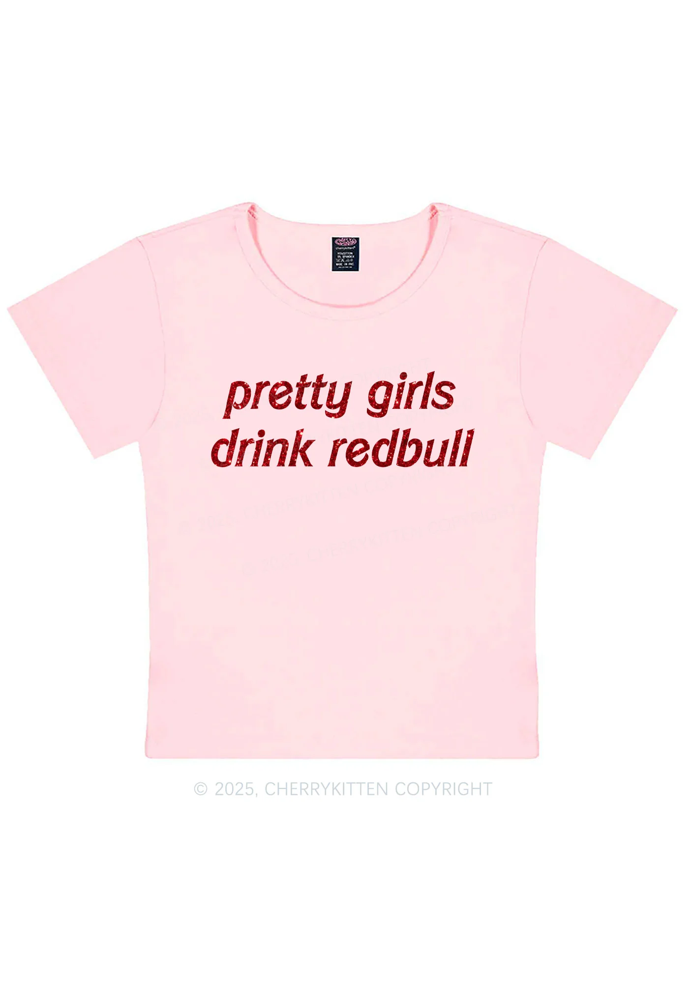 Glitter Pretty Girls Drink Red Y2K Baby Tee Cherrykitten - Image 12