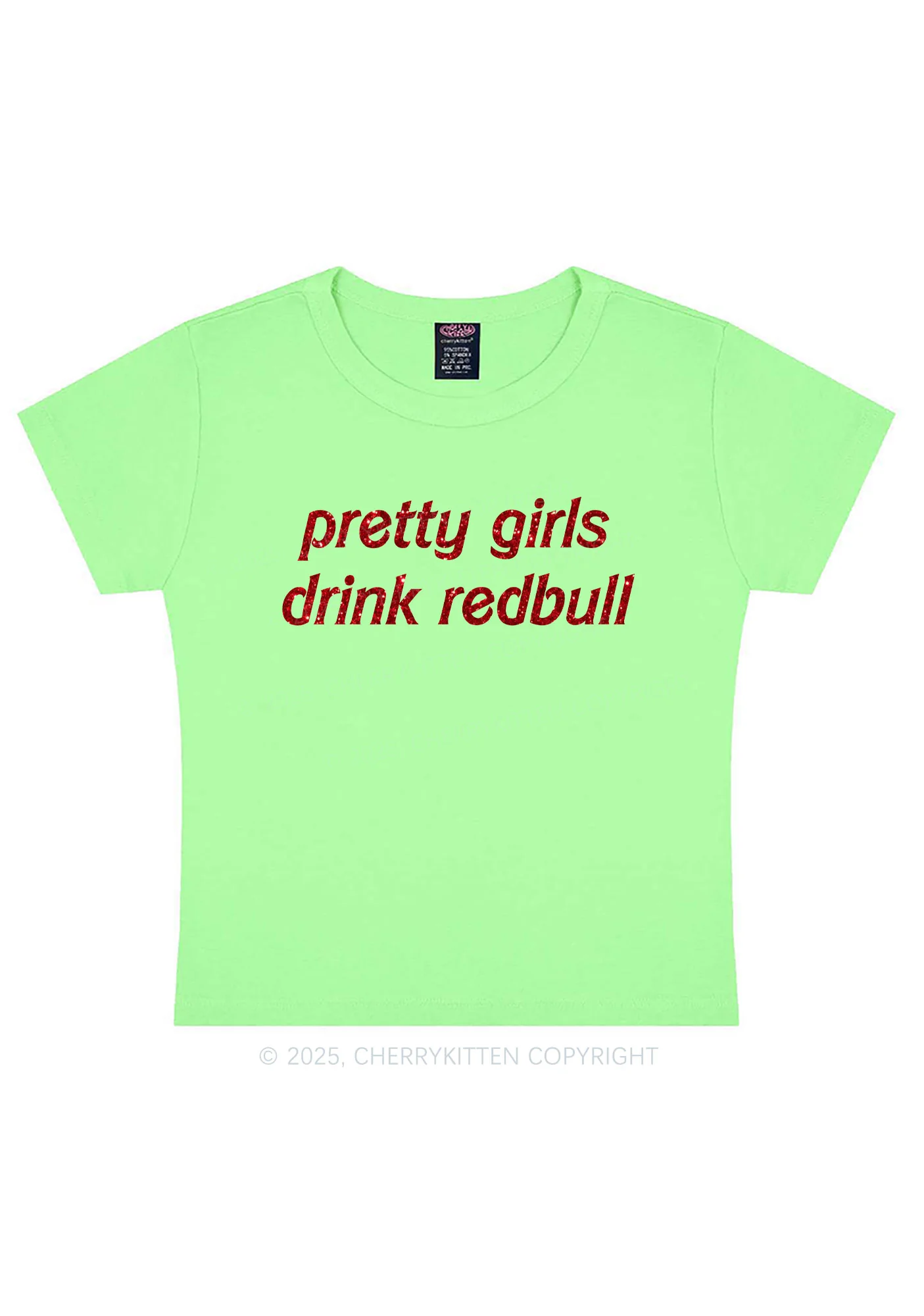 Glitter Pretty Girls Drink Red Y2K Baby Tee Cherrykitten - Image 13