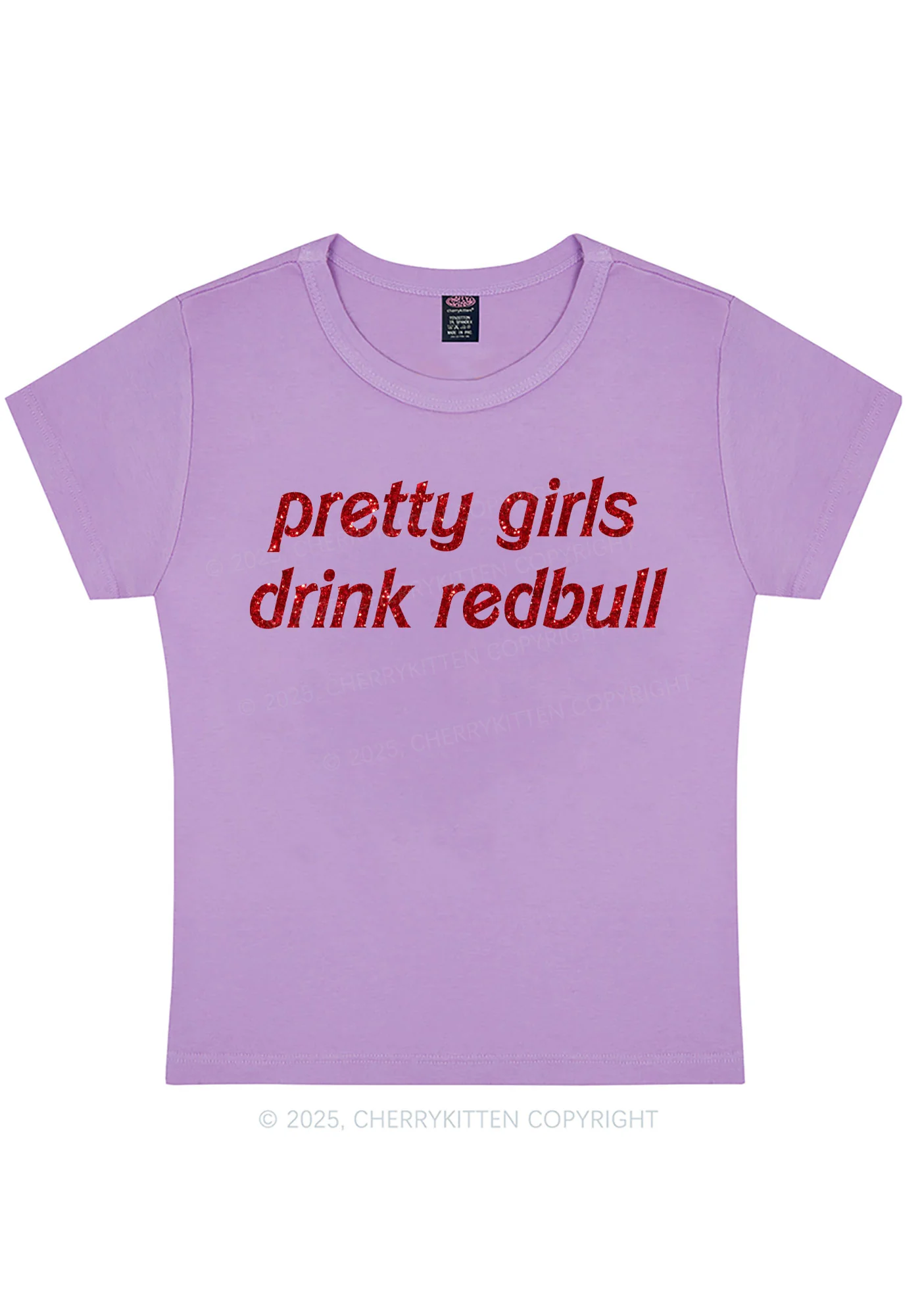 Glitter Pretty Girls Drink Red Y2K Baby Tee Cherrykitten - Image 7