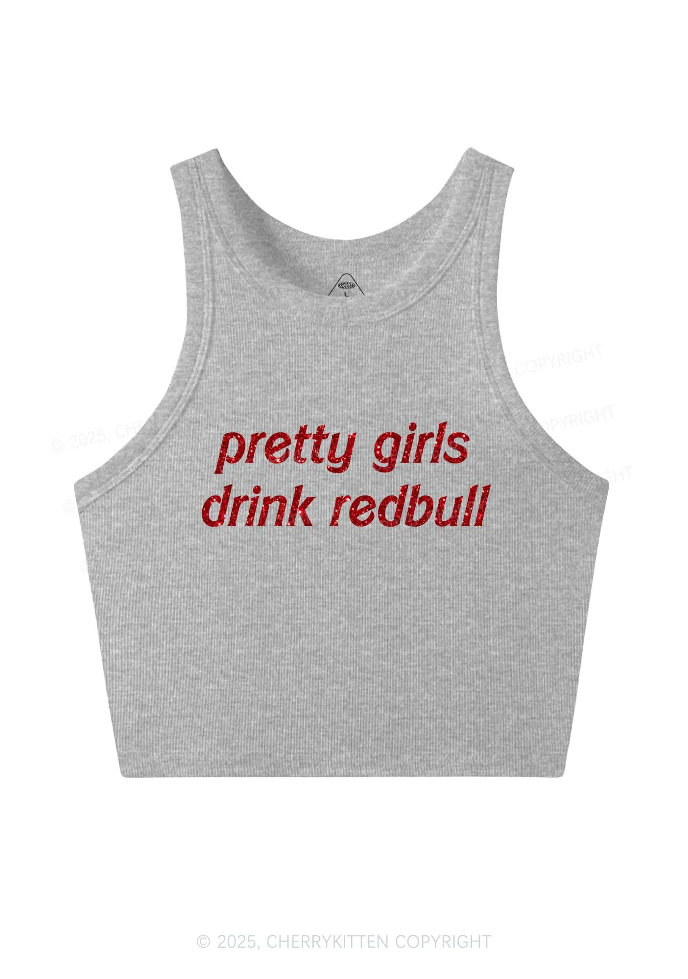 Glitter Pretty Girls Drink Red Y2K Crop Tank Top Cherrykitten - Image 5
