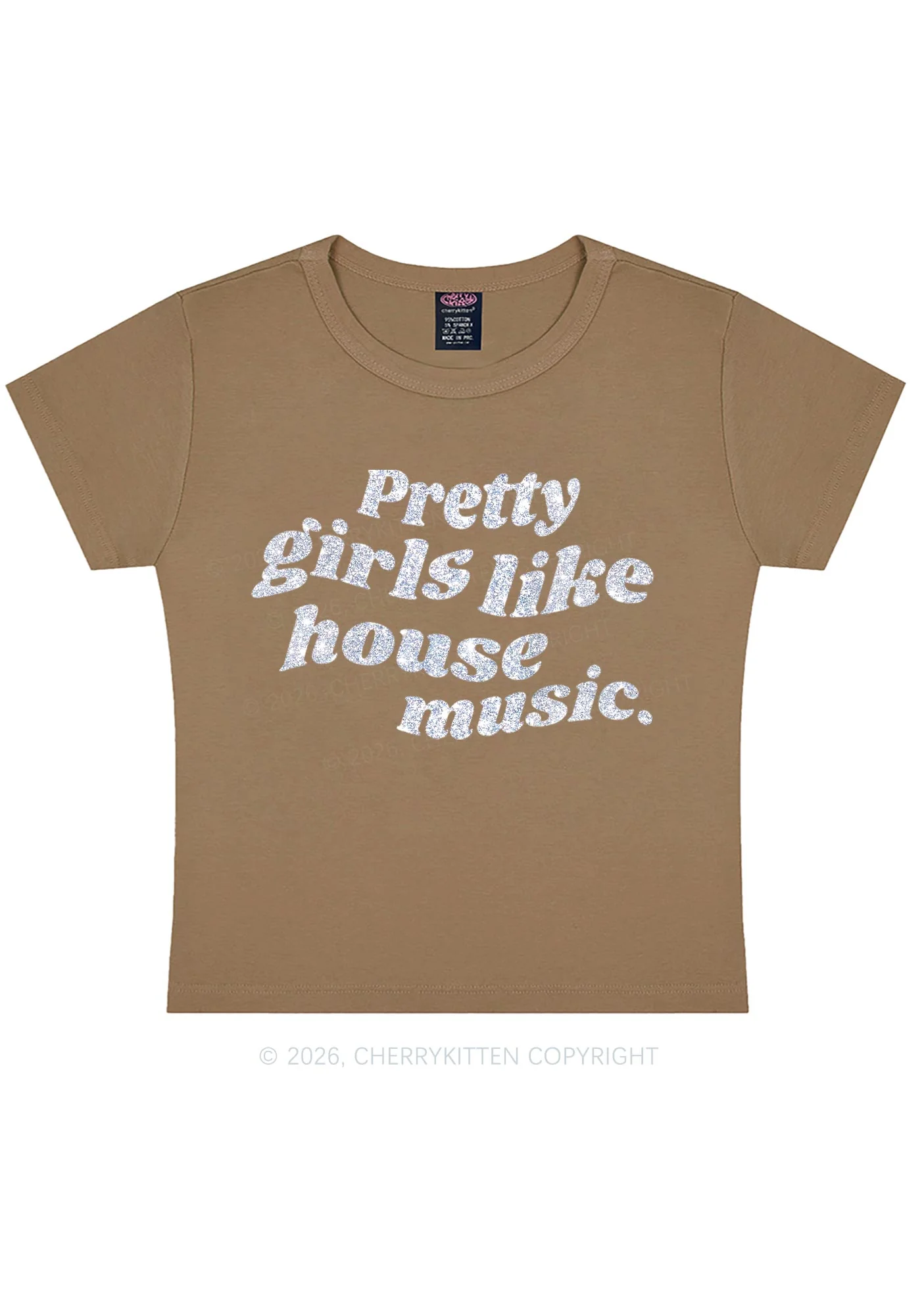 Glitter Pretty Girls Like House Music Y2K Baby Tee Cherrykitten - Image 10