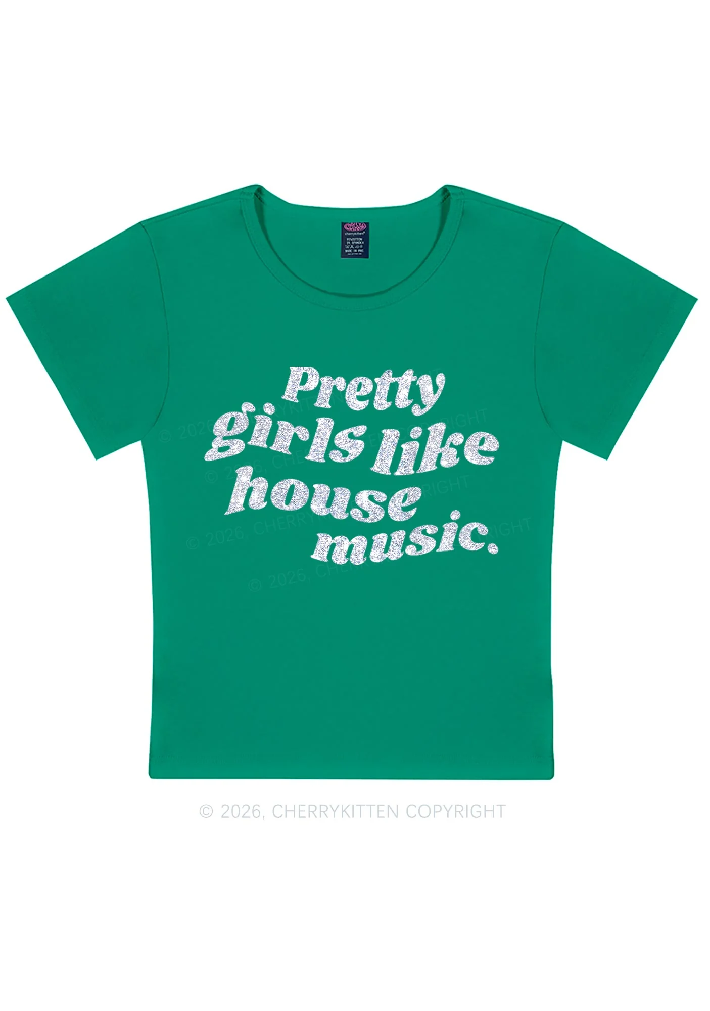 Glitter Pretty Girls Like House Music Y2K Baby Tee Cherrykitten - Image 11