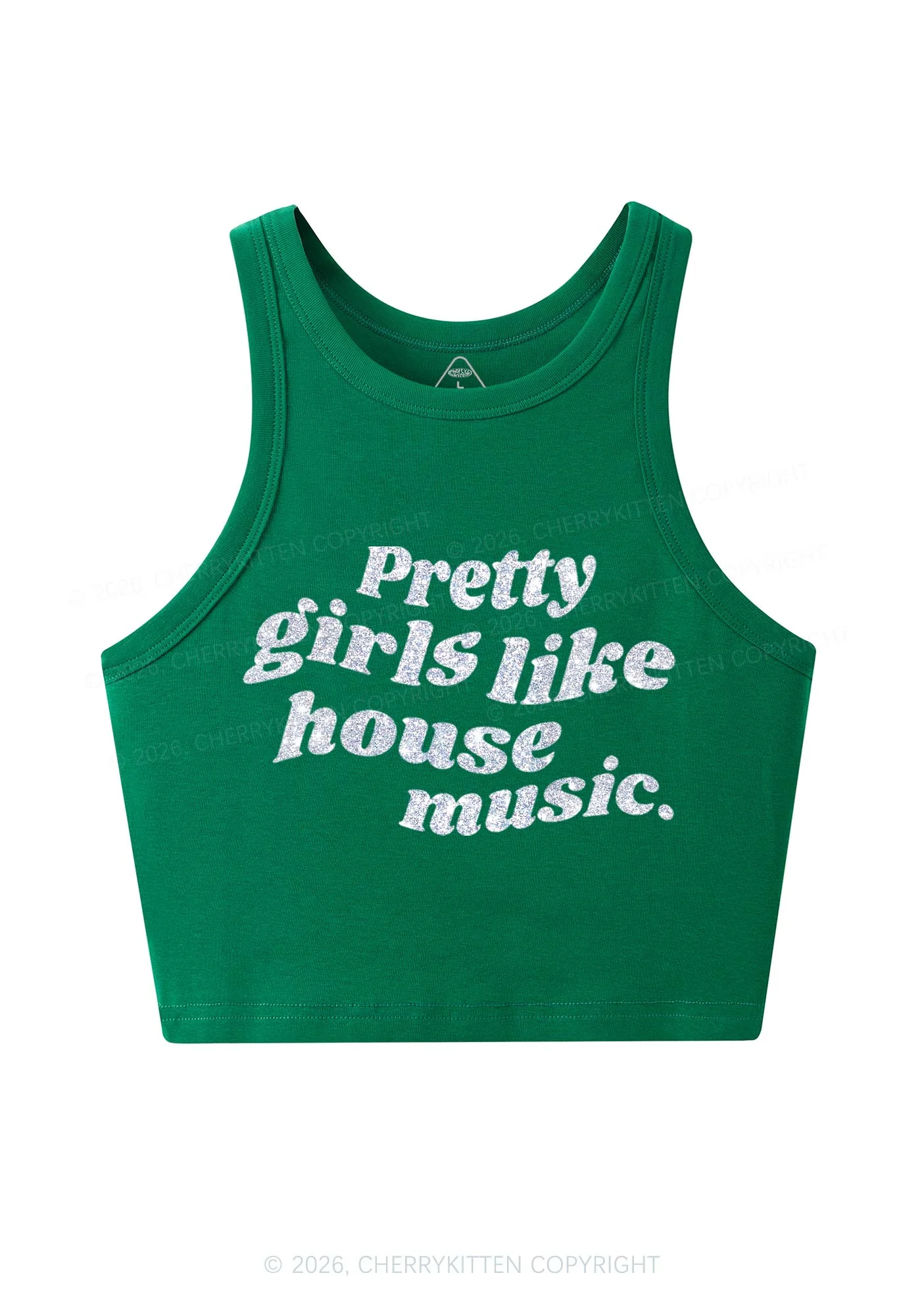 Glitter Pretty Girls Like House Music Y2K Crop Tank Top Cherrykitten - Image 12