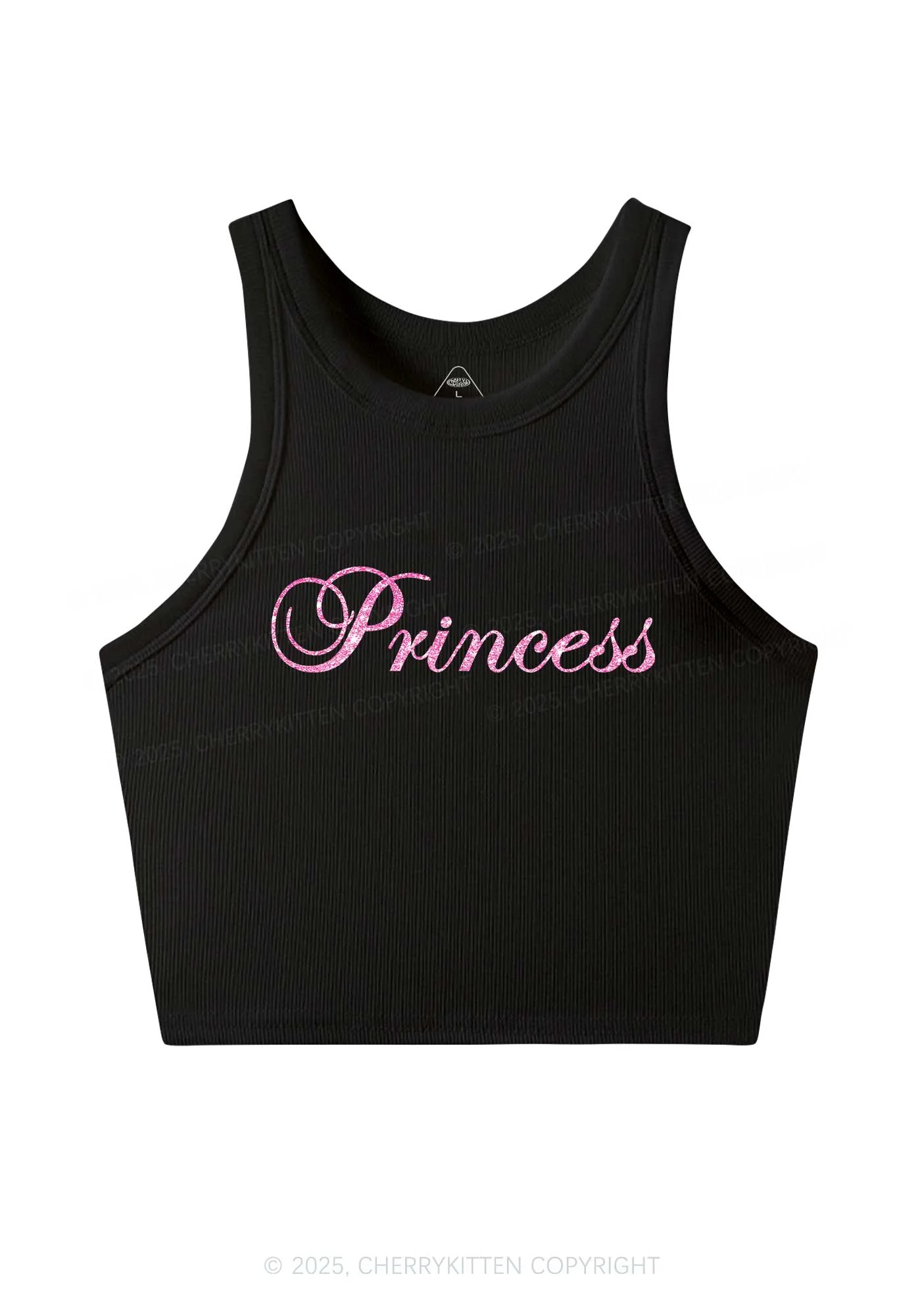 Glitter Princess Y2K Crop Tank Top Cherrykitten - Image 4