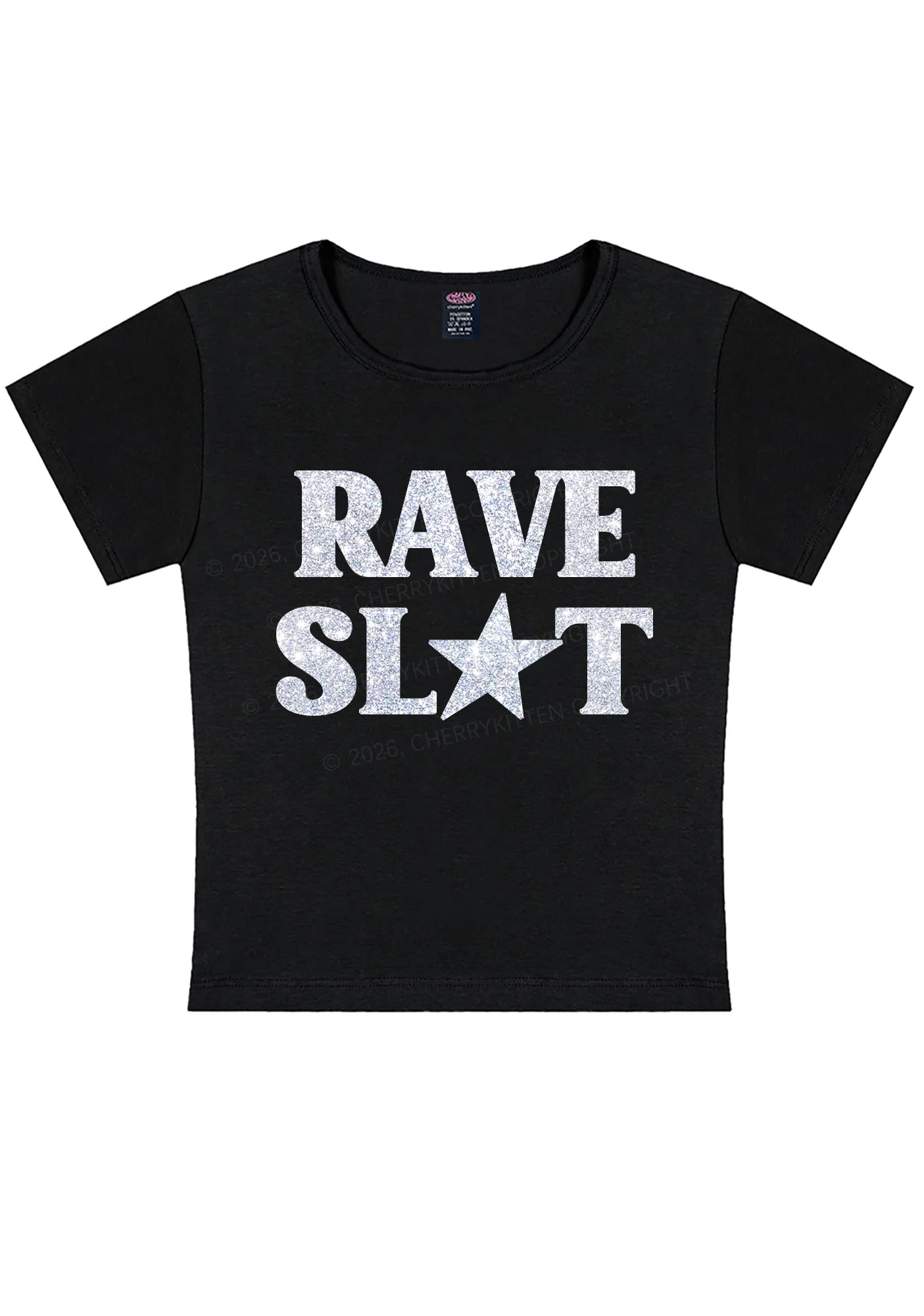 Glitter Rave Slxt Y2K Baby Tee Cherrykitten - Image 4