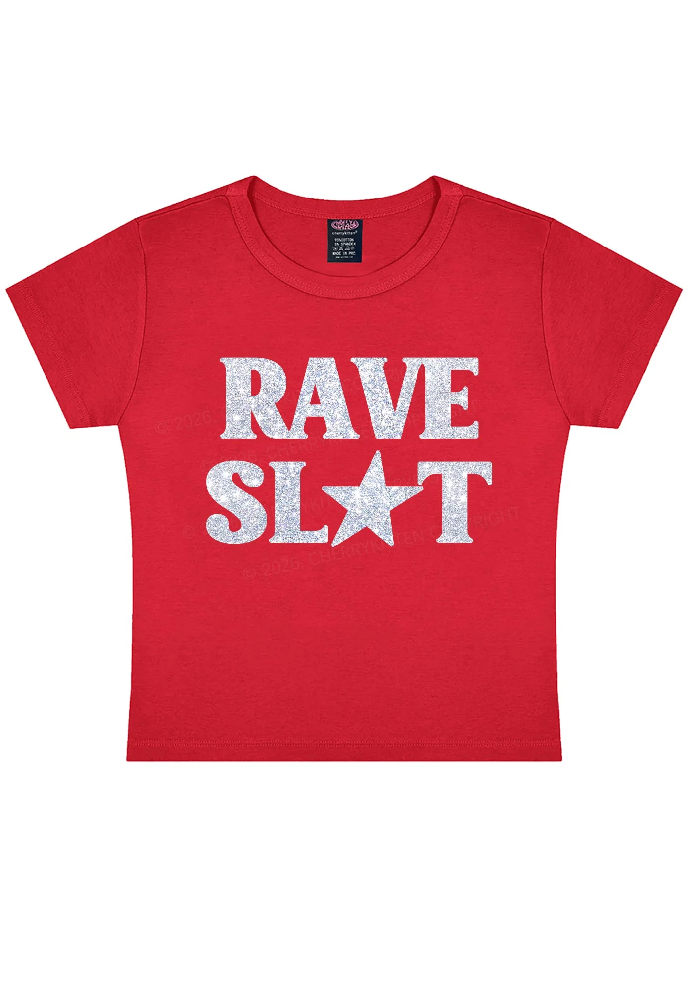 Glitter Rave Slxt Y2K Baby Tee Cherrykitten - Image 5