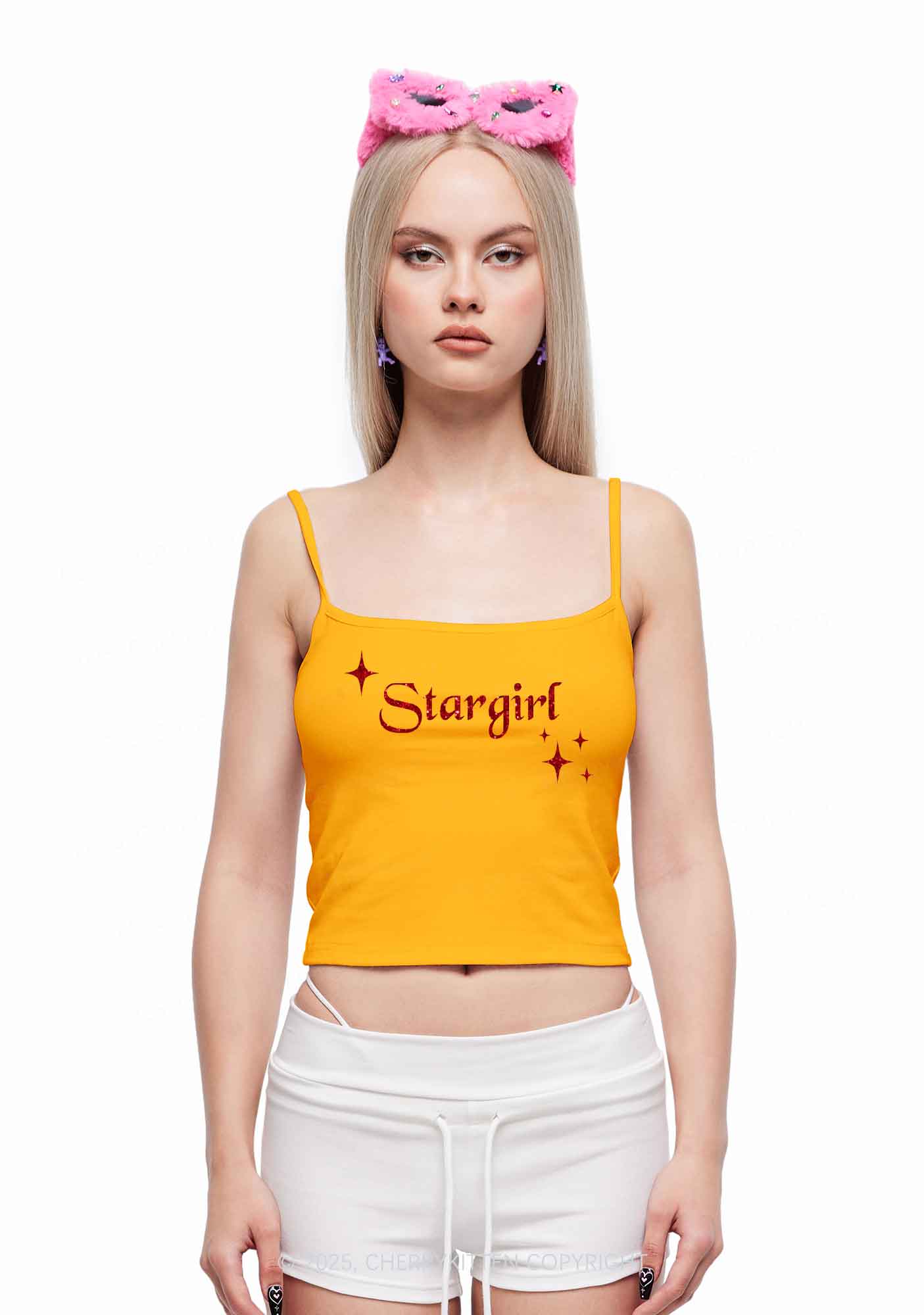 Glitter Red Stargirl Y2K Spaghetti Strap Cami Cherrykitten - Image 3