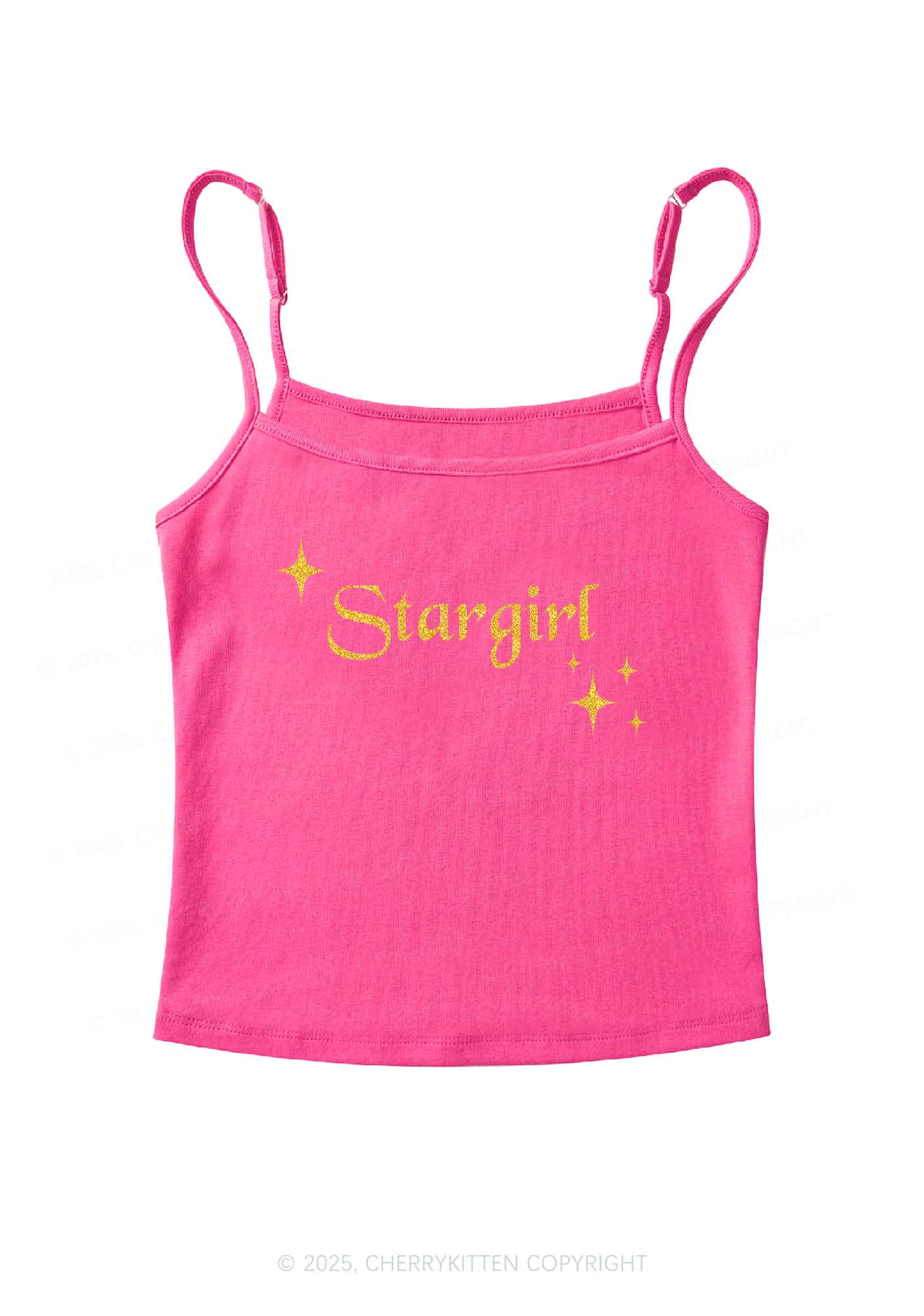 Glitter Red Stargirl Y2K Spaghetti Strap Cami Cherrykitten - Image 6