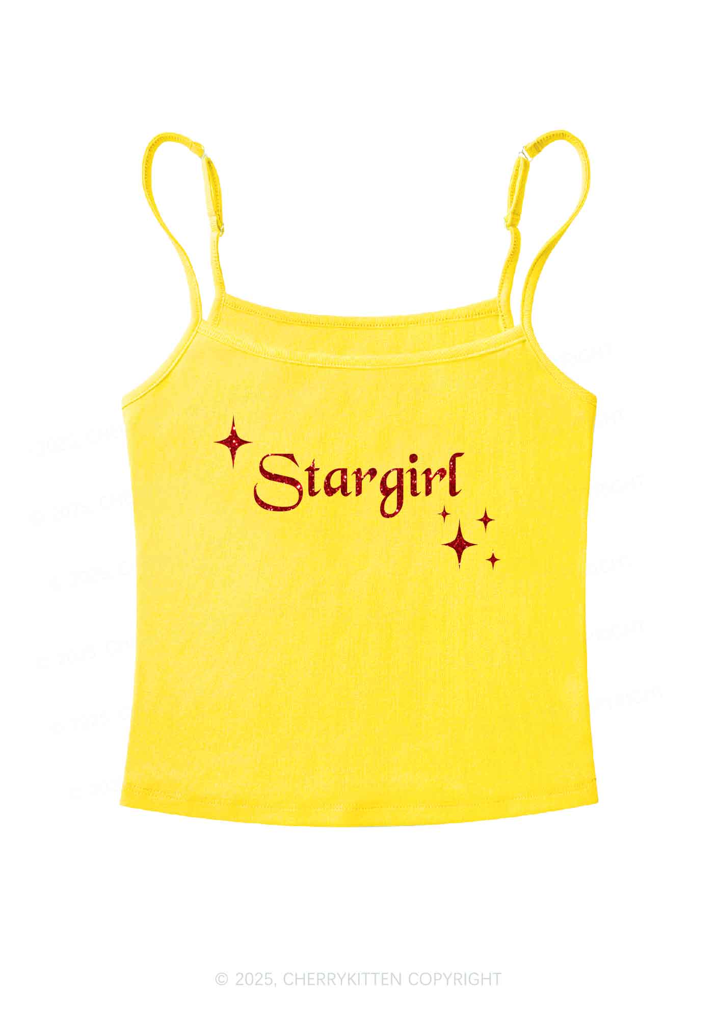 Glitter Red Stargirl Y2K Spaghetti Strap Cami Cherrykitten - Image 8
