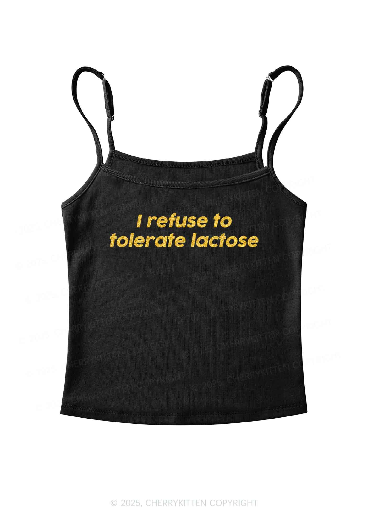 Glitter Refuse To Tolerate Lactose Y2K Spaghetti Strap Cami Cherrykitten - Image 4