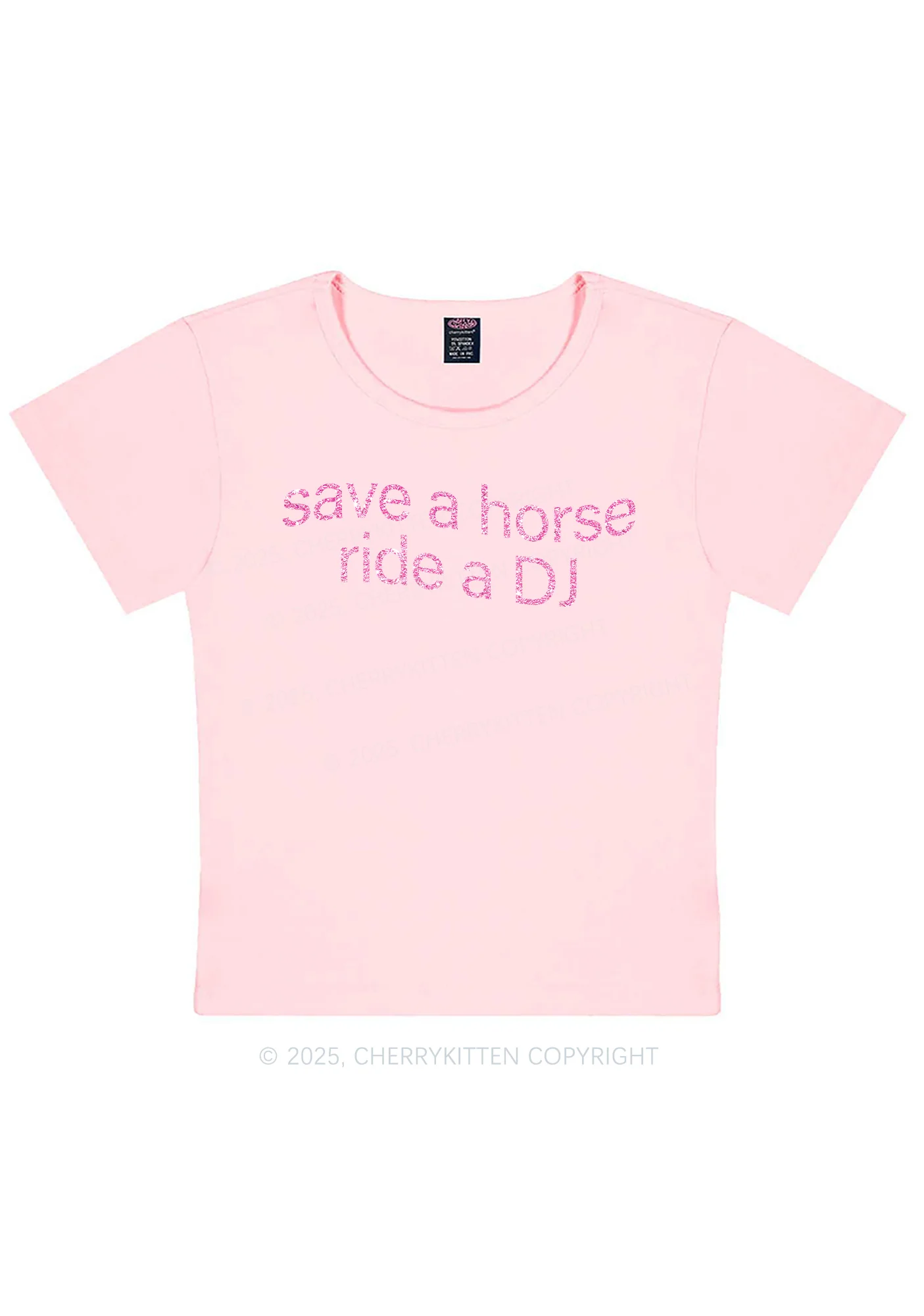 Glitter Ride A DJ Y2K Baby Tee Cherrykitten - Image 13