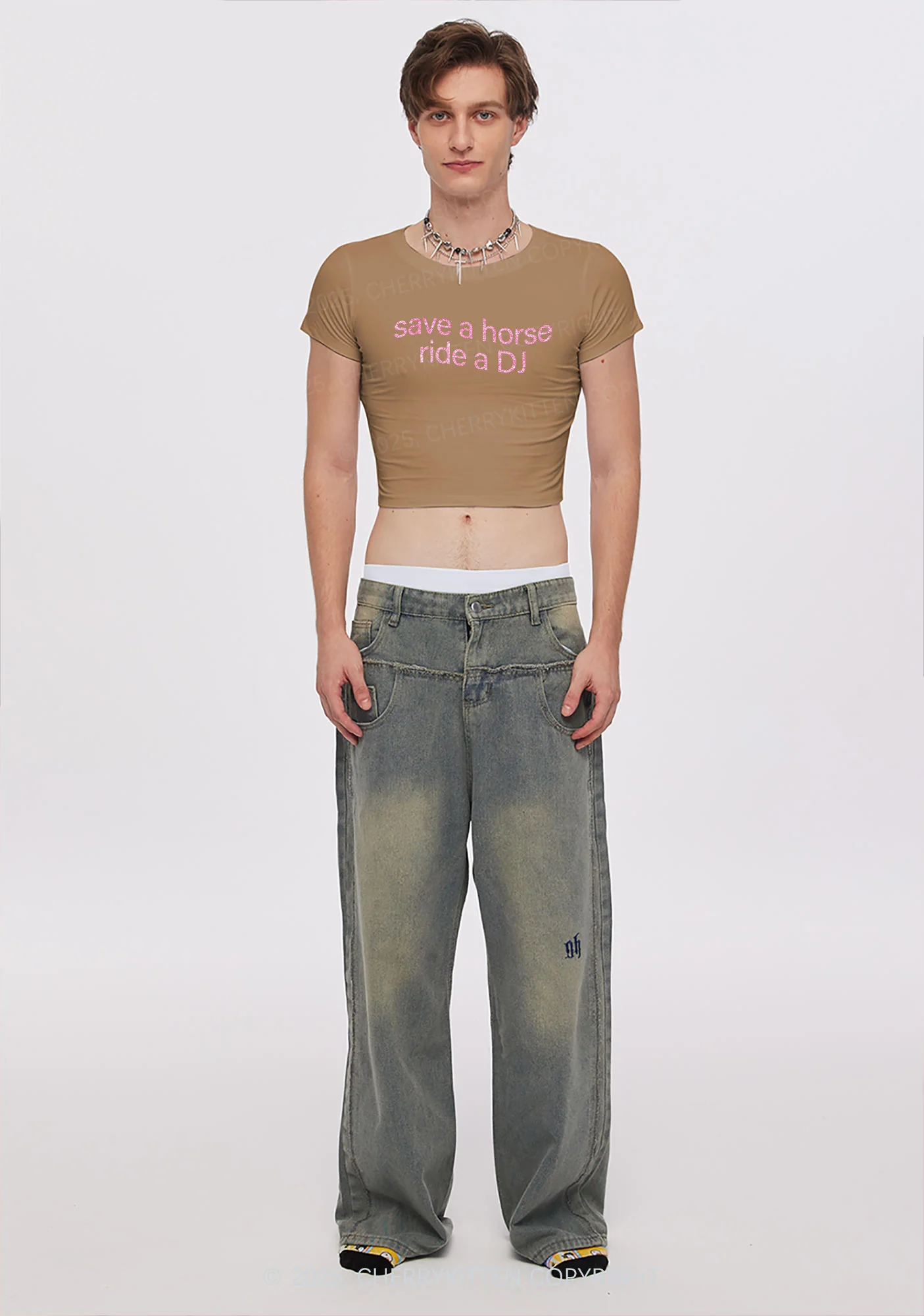 Glitter Ride A DJ Y2K Baby Tee Cherrykitten - Image 3