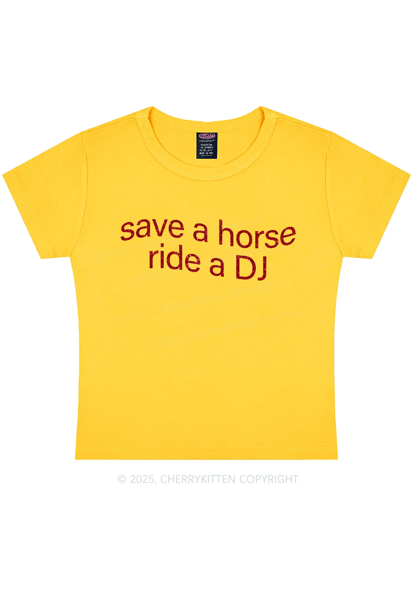 Glitter Ride A DJ Y2K Baby Tee Cherrykitten - Image 8