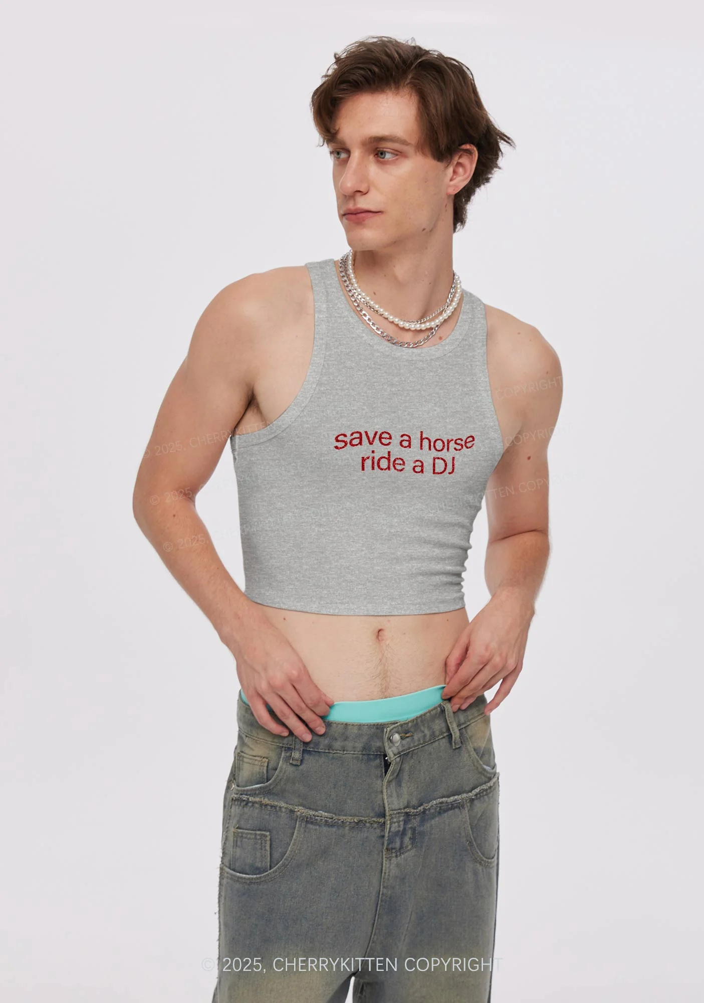Glitter Ride A DJ Y2K Crop Tank Top Cherrykitten - Image 3