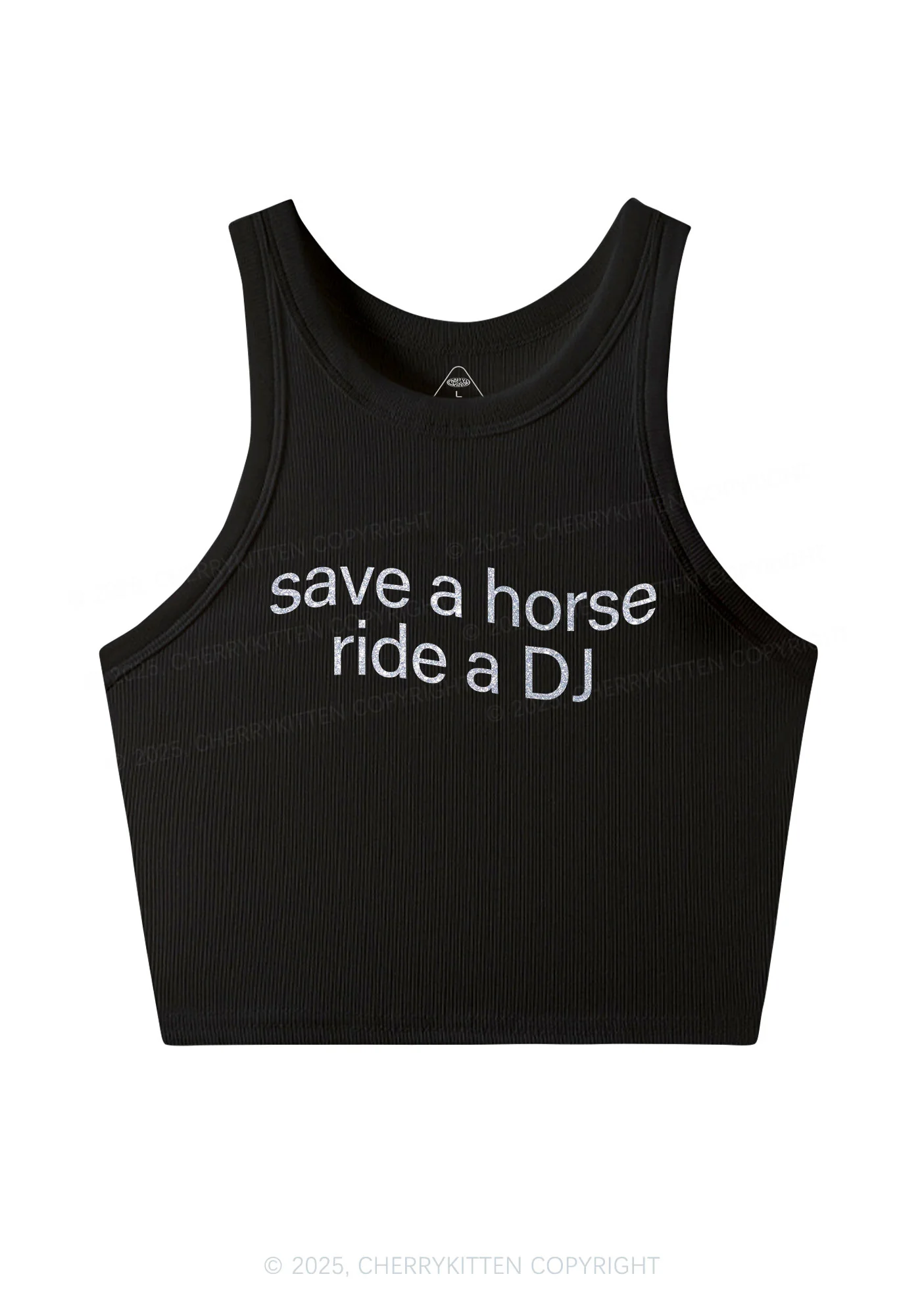 Glitter Ride A DJ Y2K Crop Tank Top Cherrykitten - Image 5